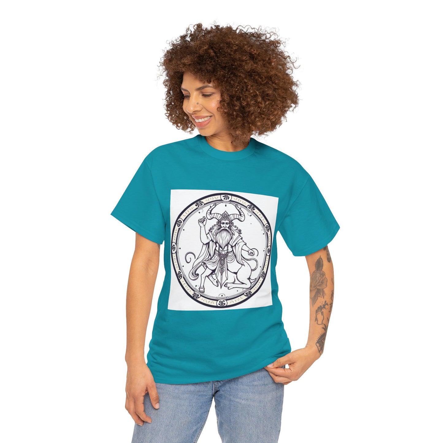 Unisex Heavy Cotton T-Shirt, Bull Centaur v1, Taurus Zodiac Design