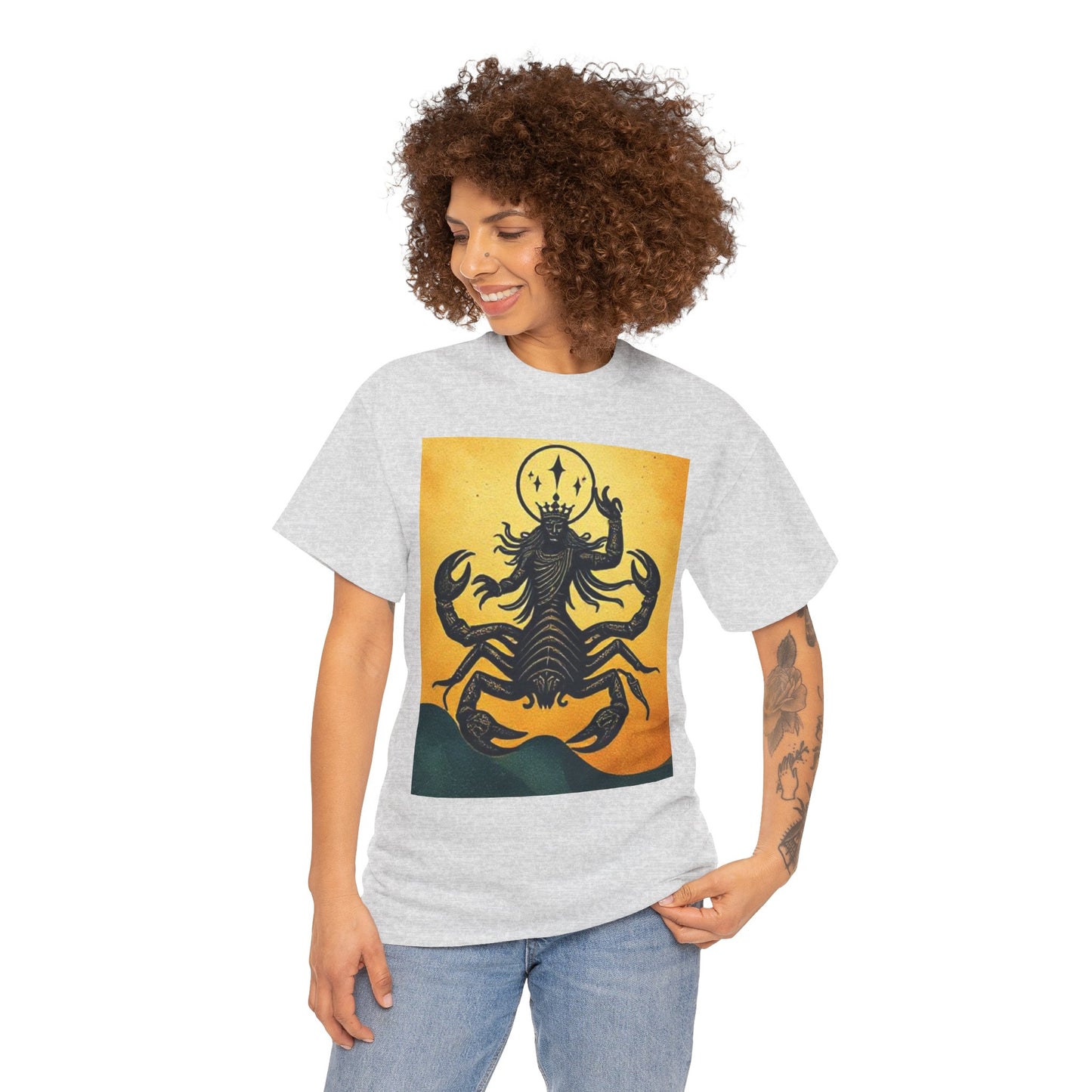 Unisex Heavy Cotton T-Shirt, Scorpion King, Print Art, Scorpio Zodiac Design