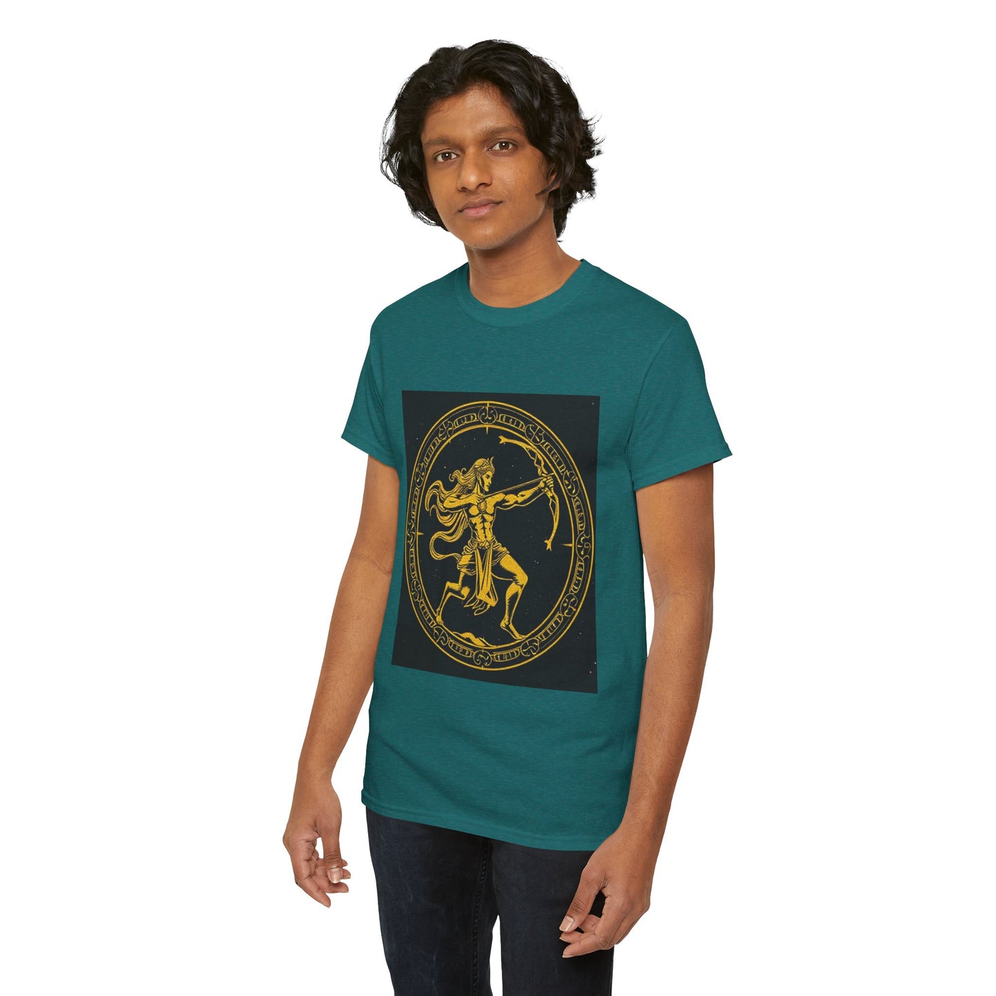 Unisex Heavy Cotton T-Shirt, Mythical Faun/Satyr, Sagittarius Zodiac Design
