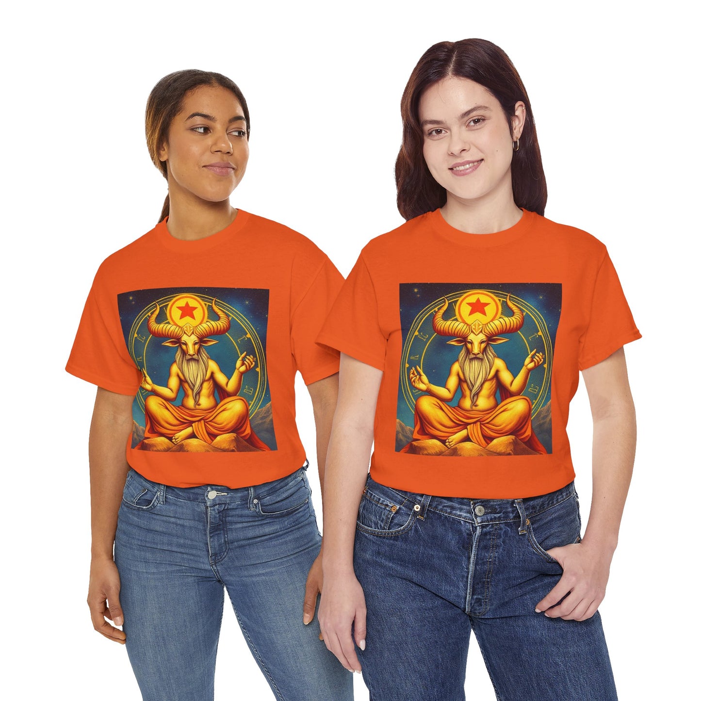Unisex Heavy Cotton T-Shirt, Meditating Bull, Taurus Zodiac Design
