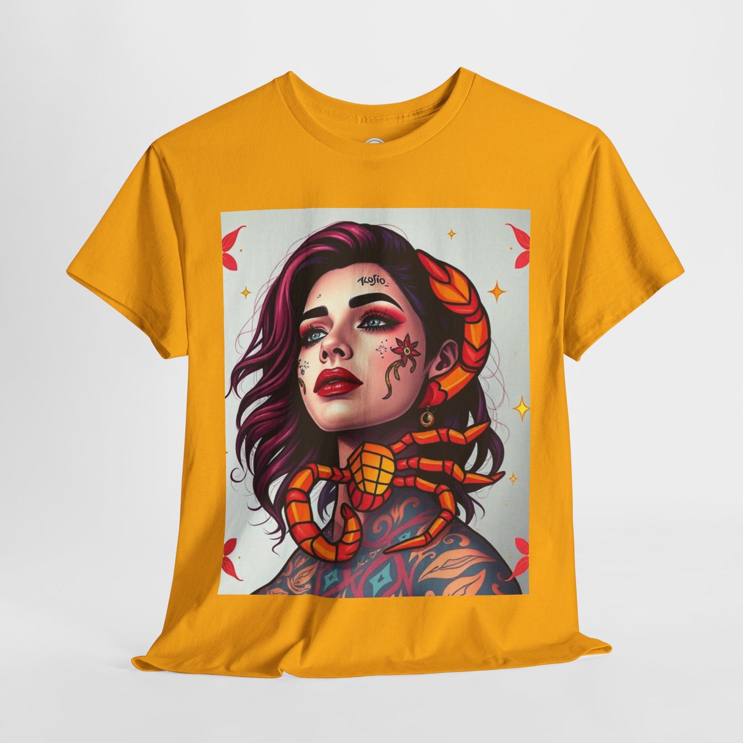 Unisex Heavy Cotton T-Shirt, Scorpio, Zodiac v3, Sexy Art