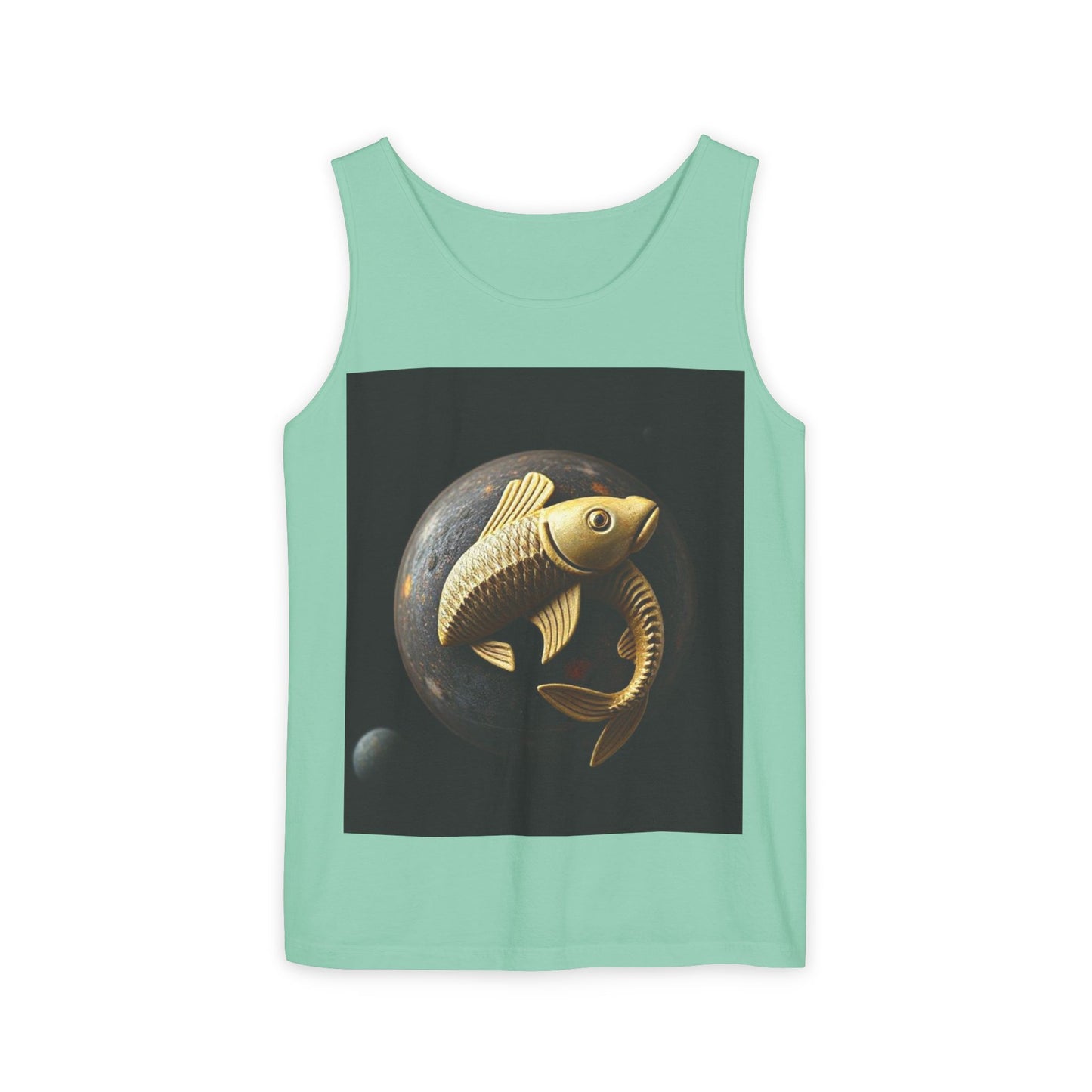 Unisex Garment-Dyed, Tank Top, Pisces Design, Space Animal v1, 100% US cotton