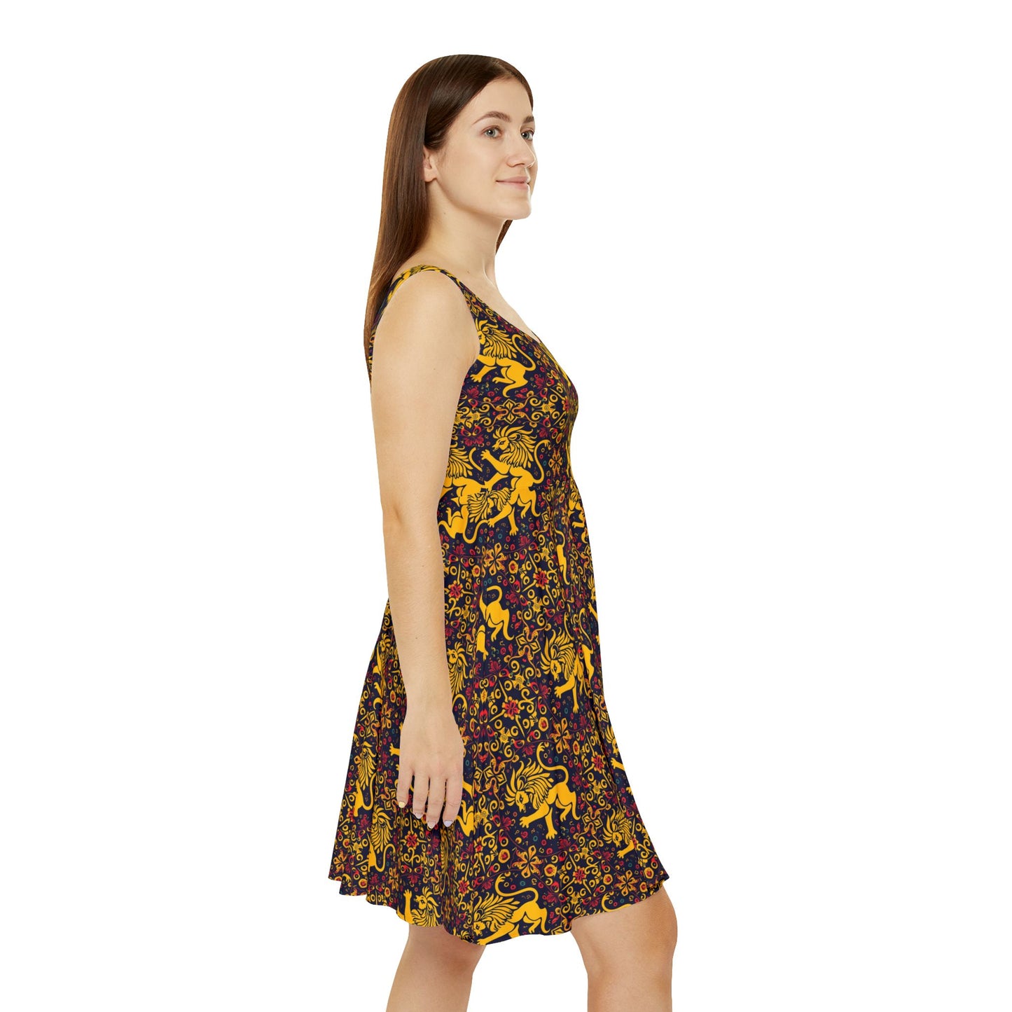 Women's Skater Dress, AOP, Zodiac v1, Leo, Pattern