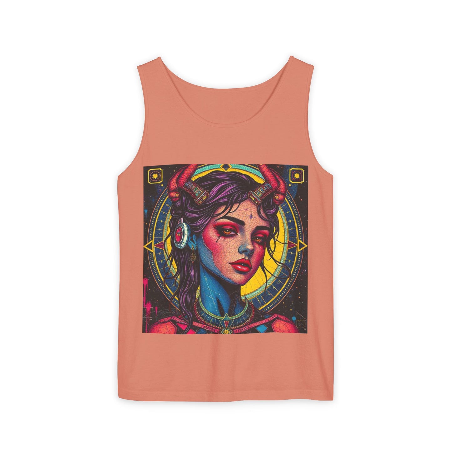 Unisex Garment-Dyed, Tank Top, Scorpio Design, Pop Art, 100% US cotton