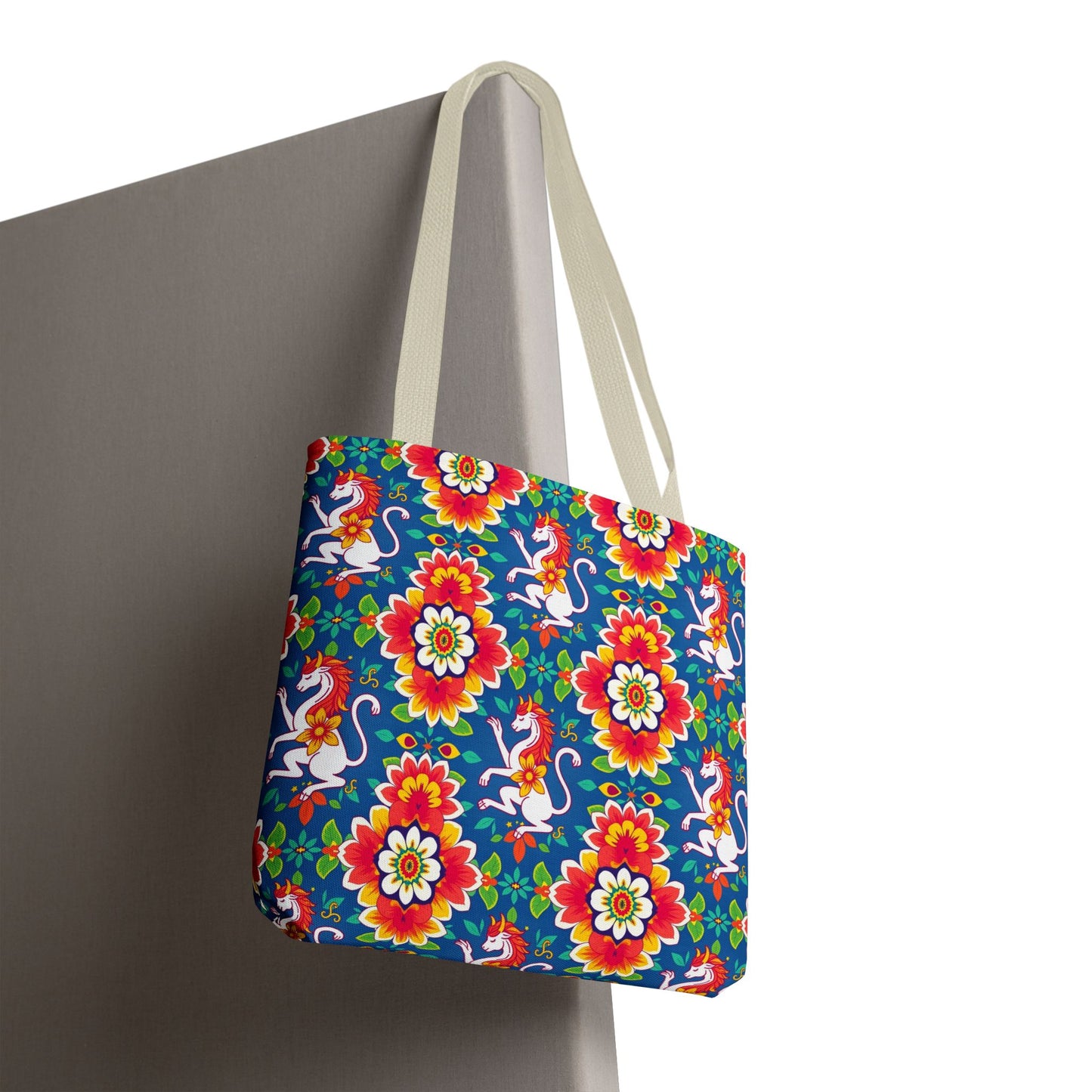 Tote Bag, (AOP), Virgo, Zodiac v2, Flower Pattern