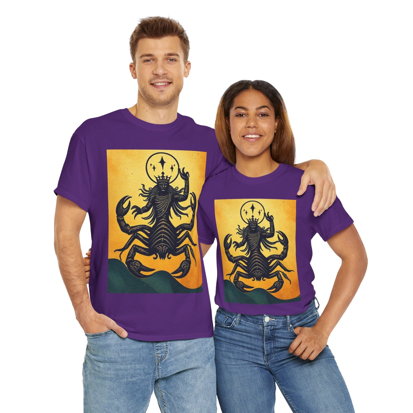 Unisex Heavy Cotton T-Shirt, Scorpion King, Print Art v1, Scorpio Zodiac Design