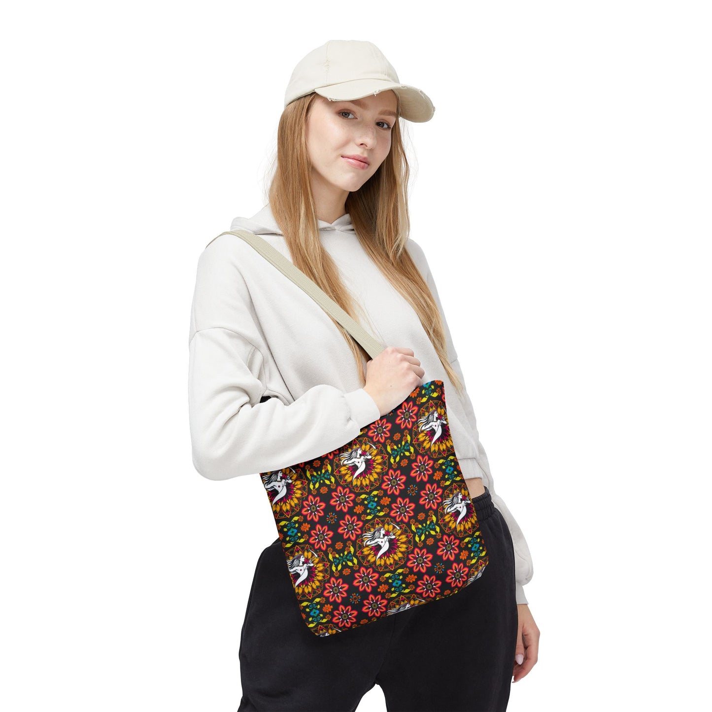 Tote Bag (AOP), Sagittarius, Zodiac v1, Flower Pattern