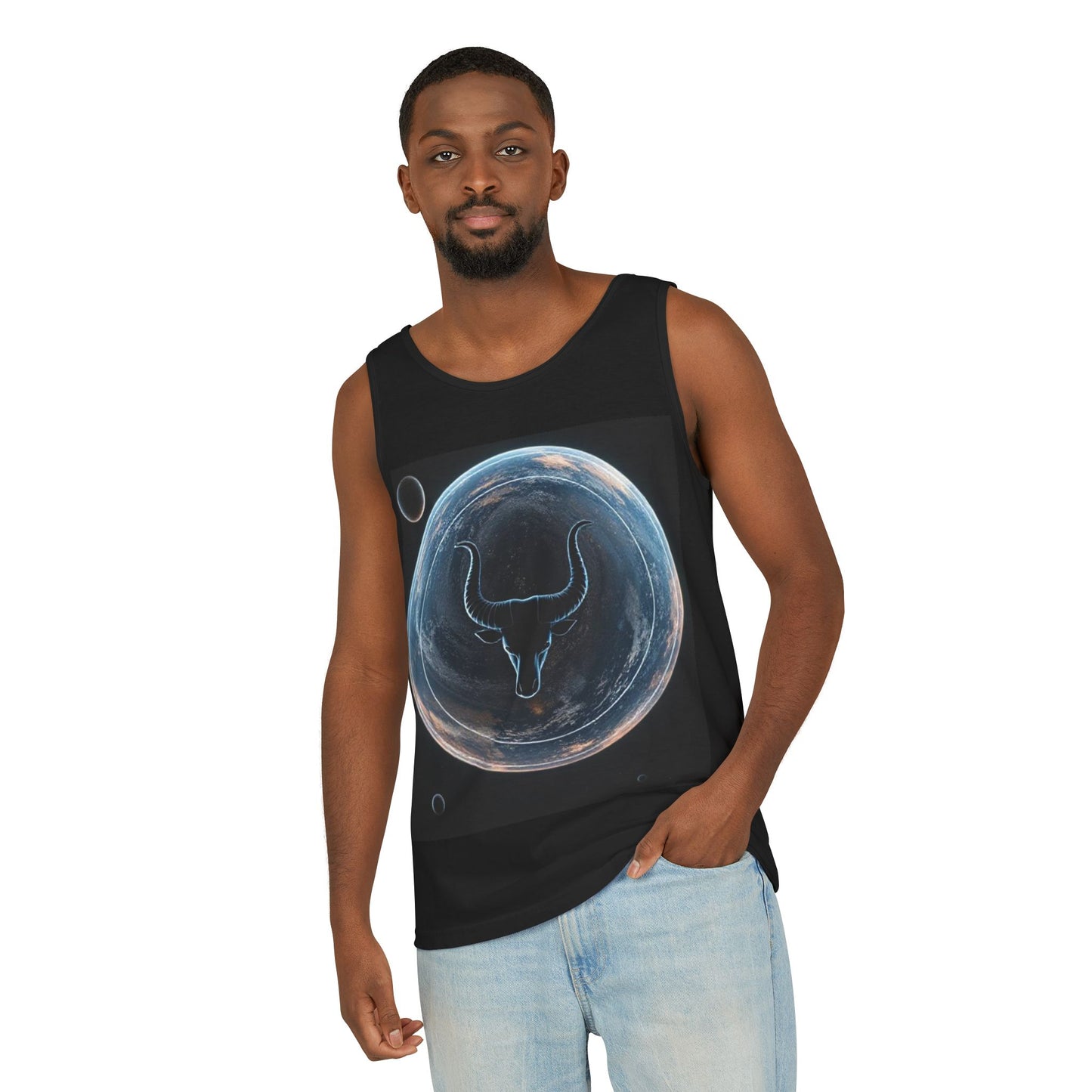 Unisex Garment-Dyed, Tank Top, Taurus Design, Planet Animal v1, 100% US cotton
