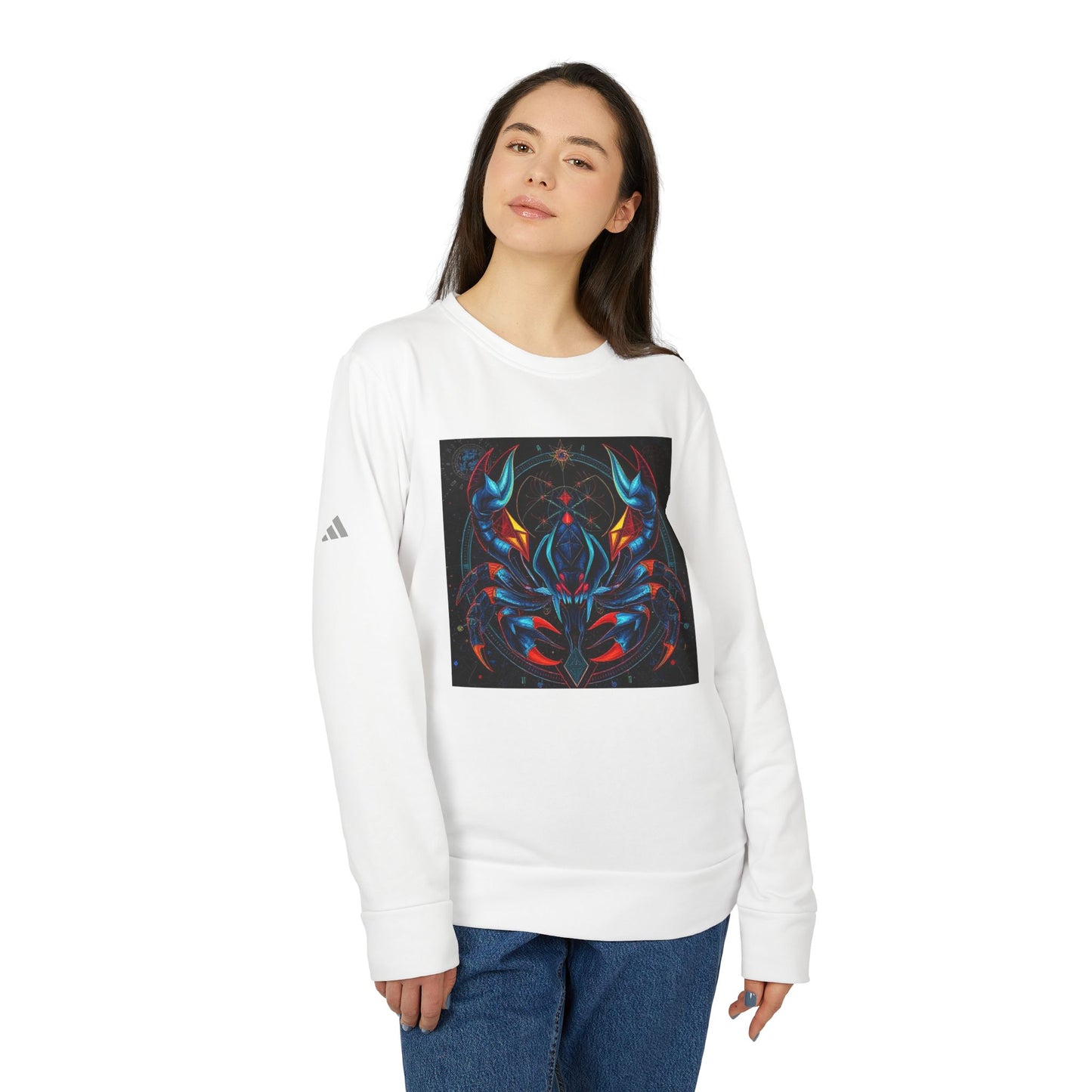 Adidas, Unisex Fleece Crewneck Sweatshirt, Scorpio, Pop Art, Zodiac