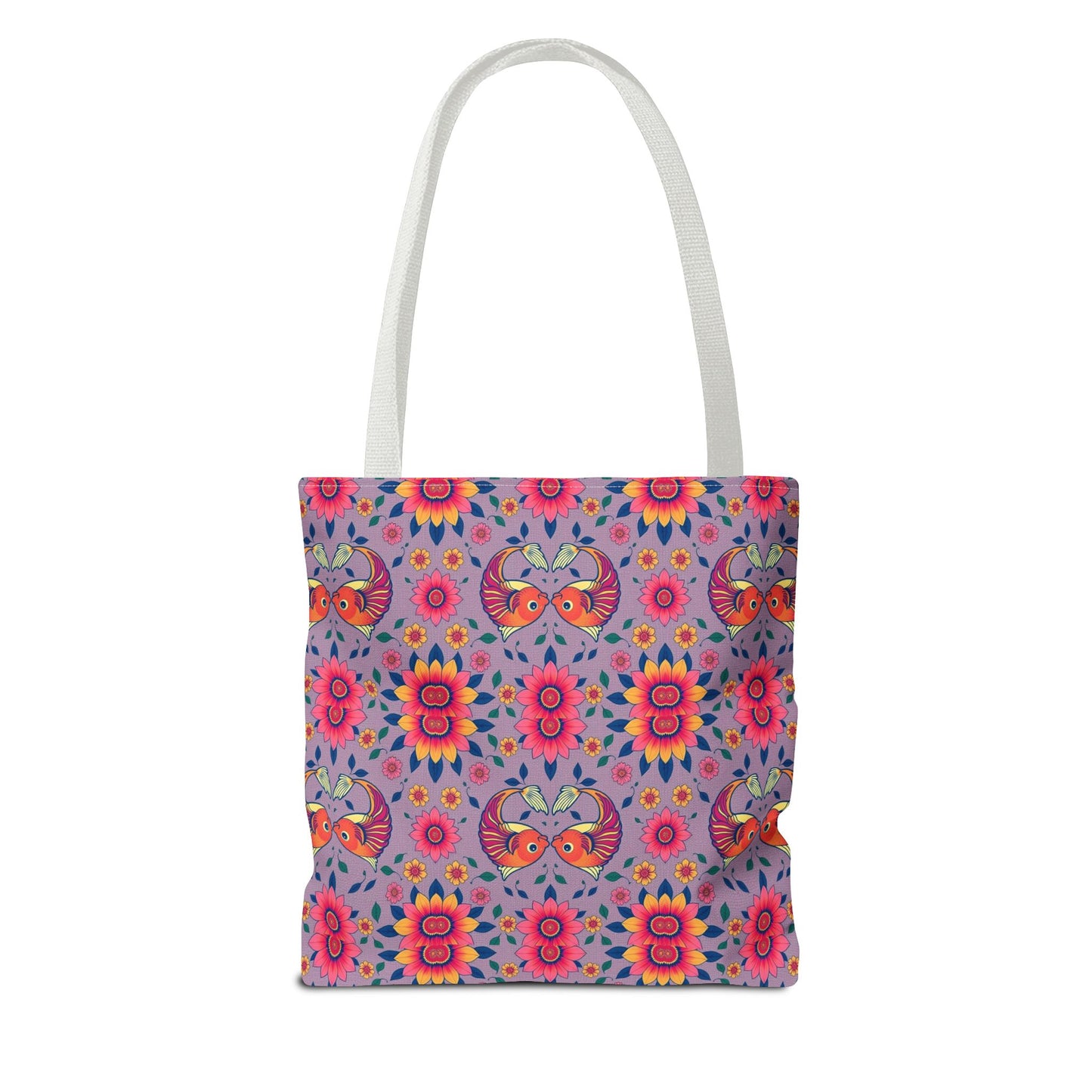 Tote Bag (AOP), Pisces, Zodiac v2, Flower Pattern