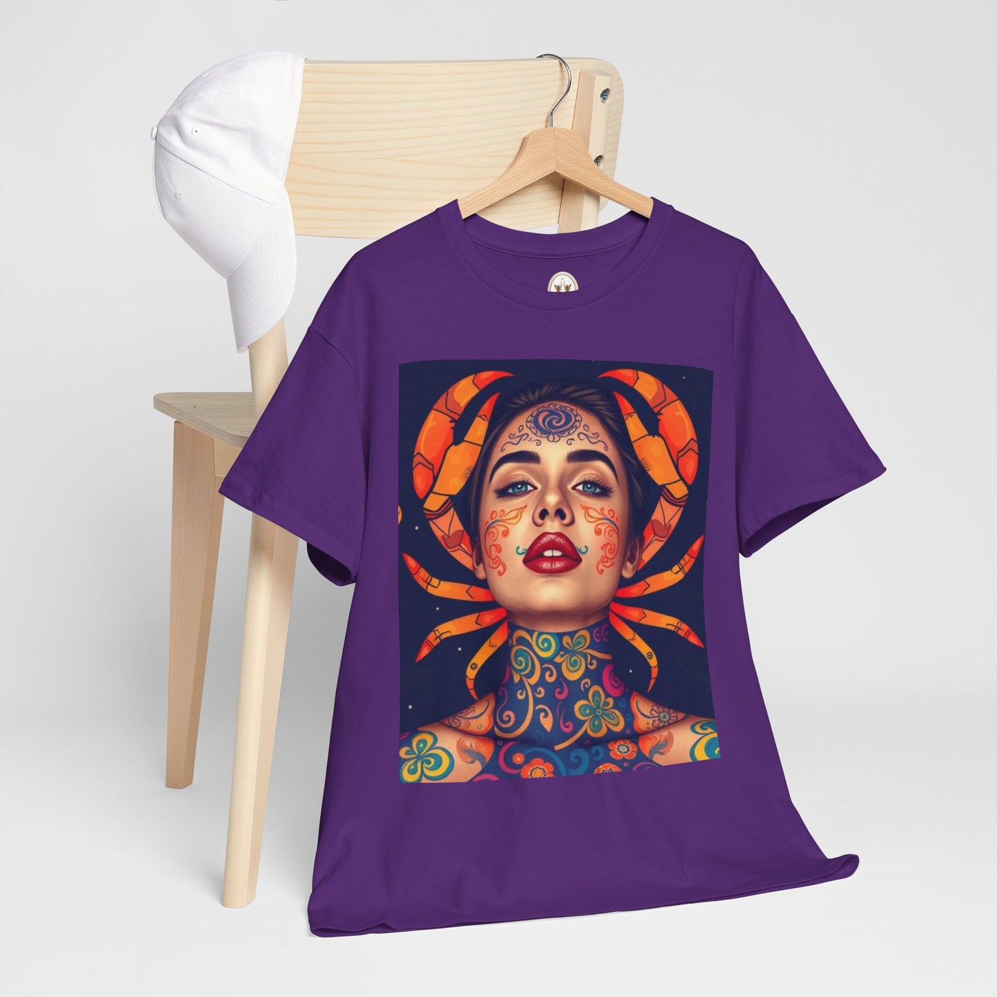 Unisex Heavy Cotton T-Shirt, Cancer, Zodiac v2, Sexy Art