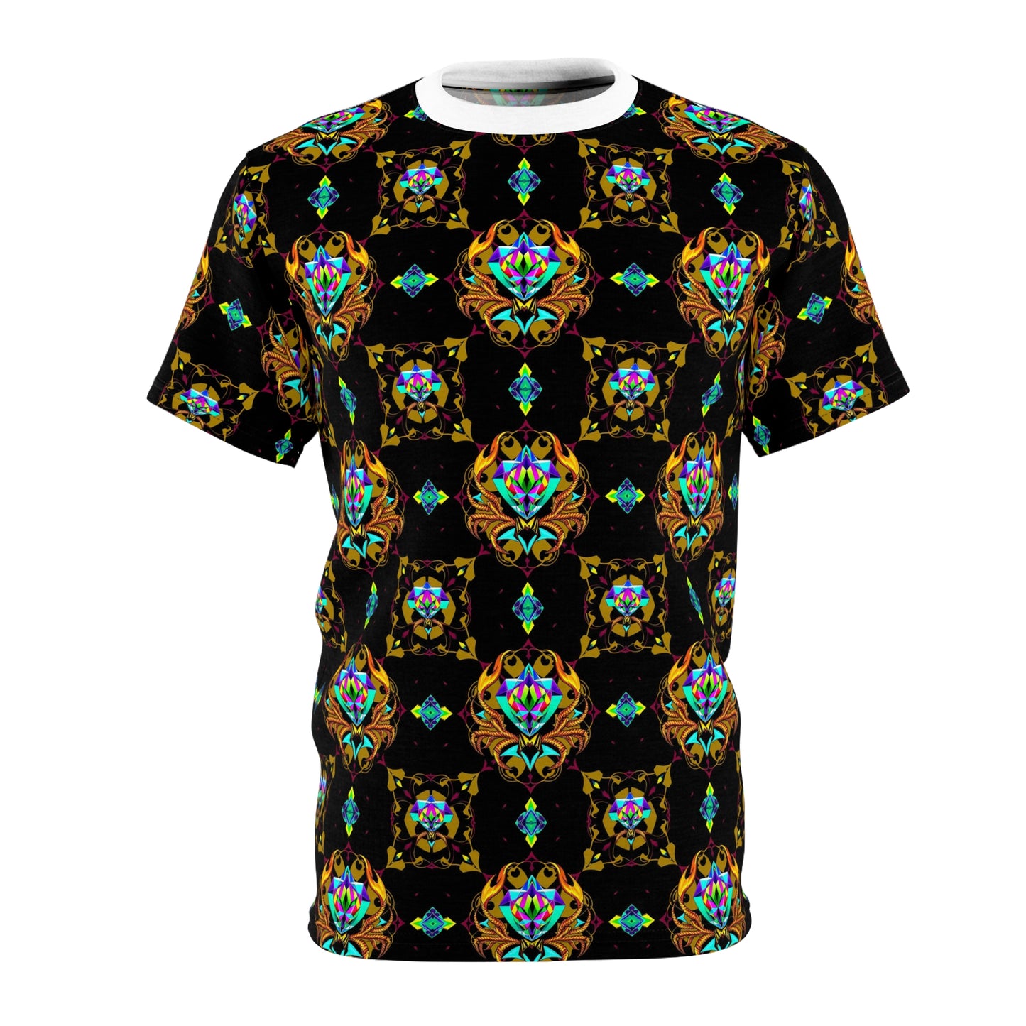 Unisex Cut & Sew T-Shirt, (AOP), Scorpio, Zodiac, Jewels Pattern