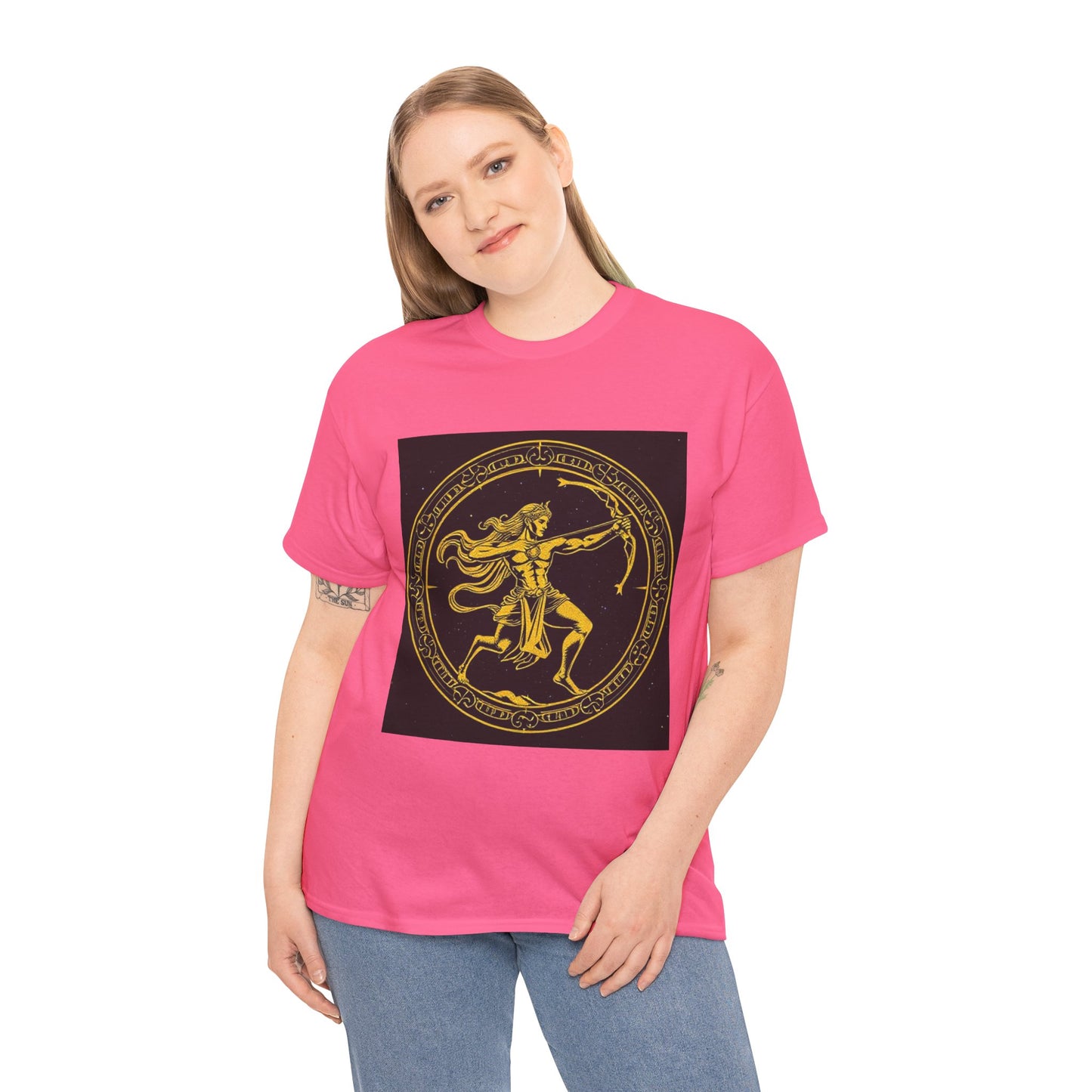 Unisex Heavy Cotton T-Shirt, Mythical Faun/Satyr, Sagittarius Zodiac Design