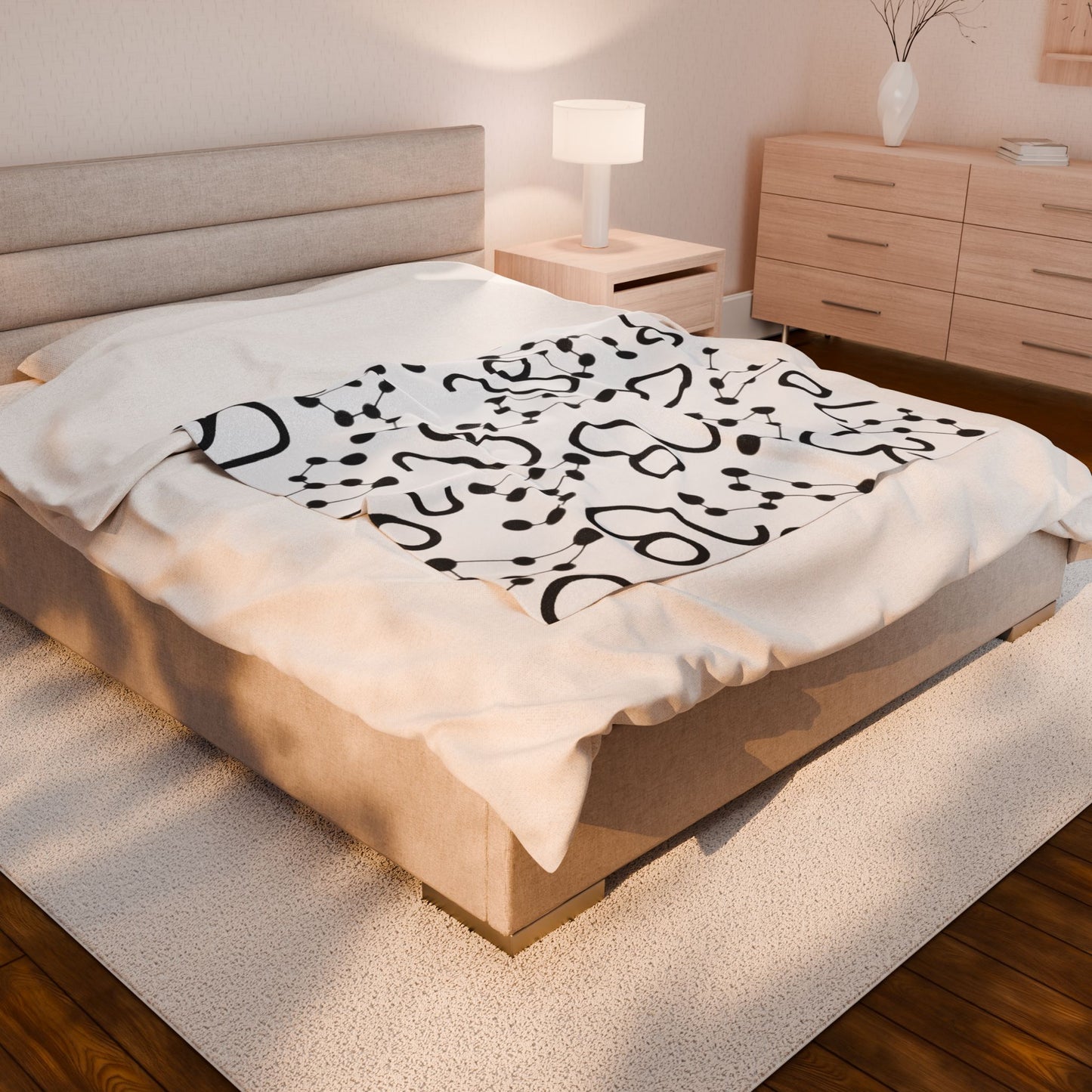 Velveteen Plush Blanket, Leo Zodiac Sign, Constellation & Symbol, White, 100% polyester