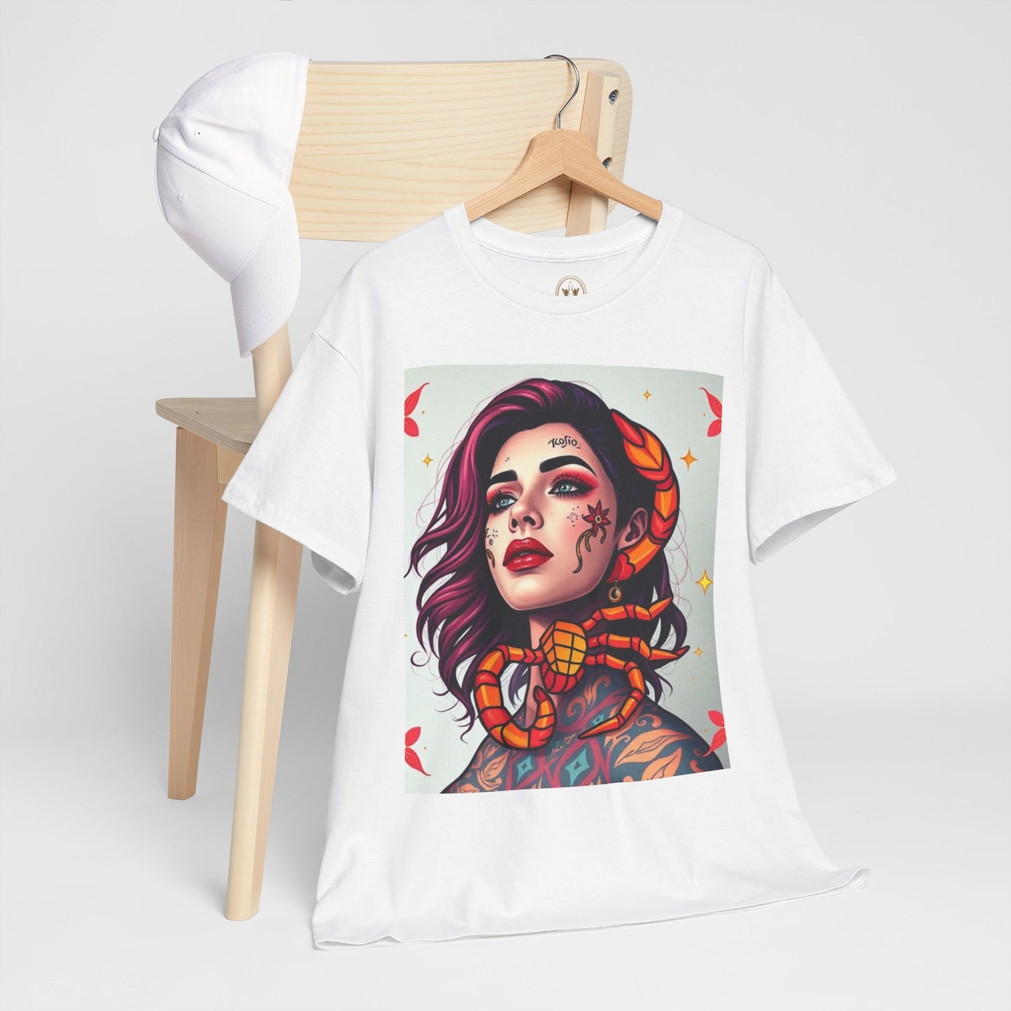 Unisex Heavy Cotton T-Shirt, Scorpio, Zodiac v3, Sexy Art