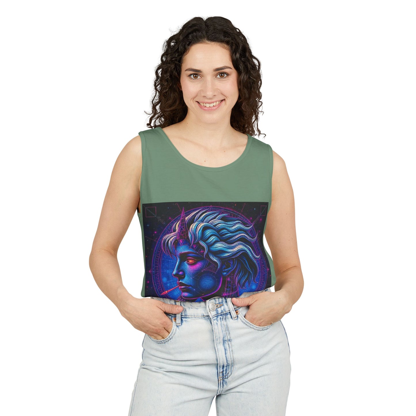 Unisex Garment-Dyed, Tank Top, Gemini, Pop Art v1, 100% US cotton