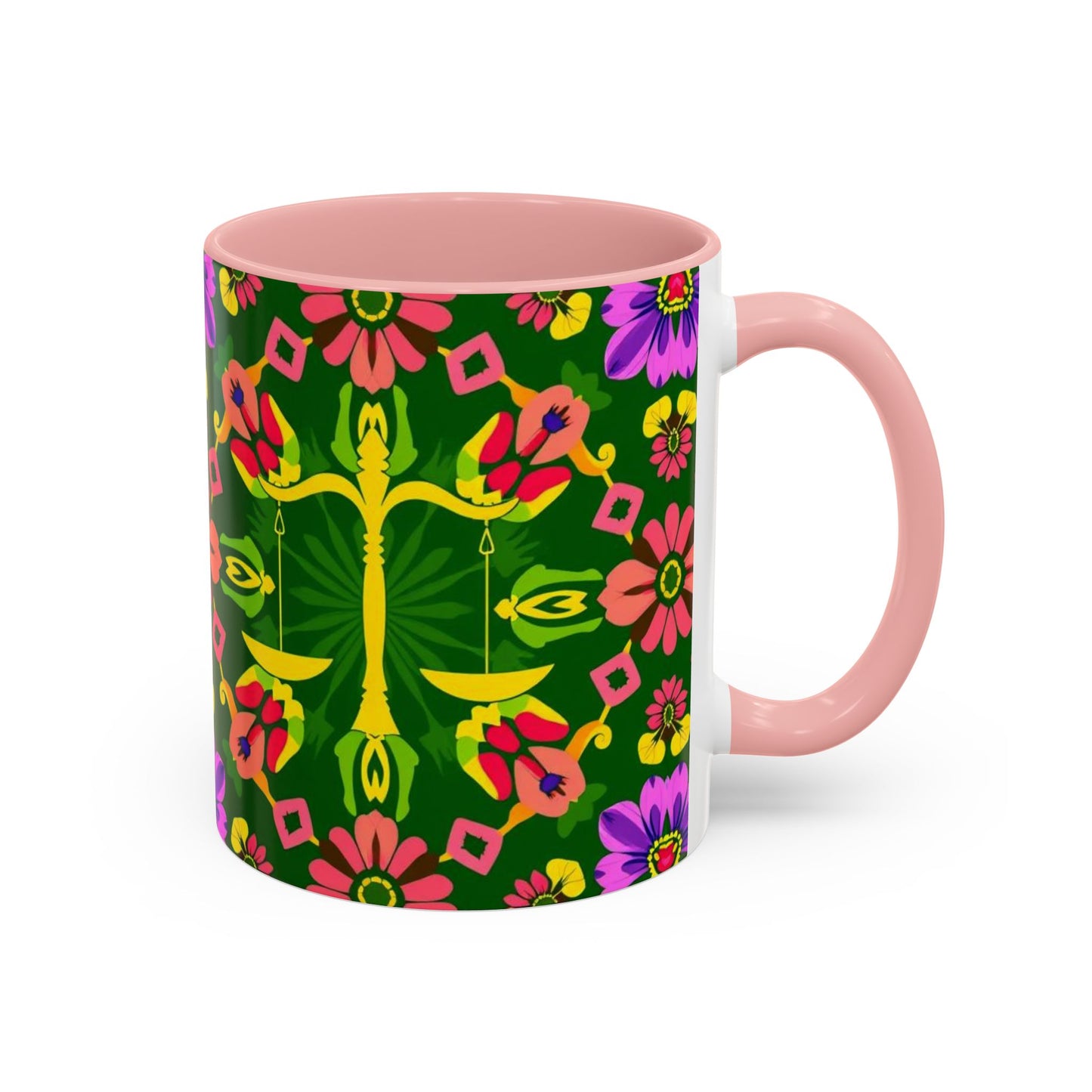 Accent Coffee Mug, Libra, Zodiac, Flower Pattern, (11, 15oz)