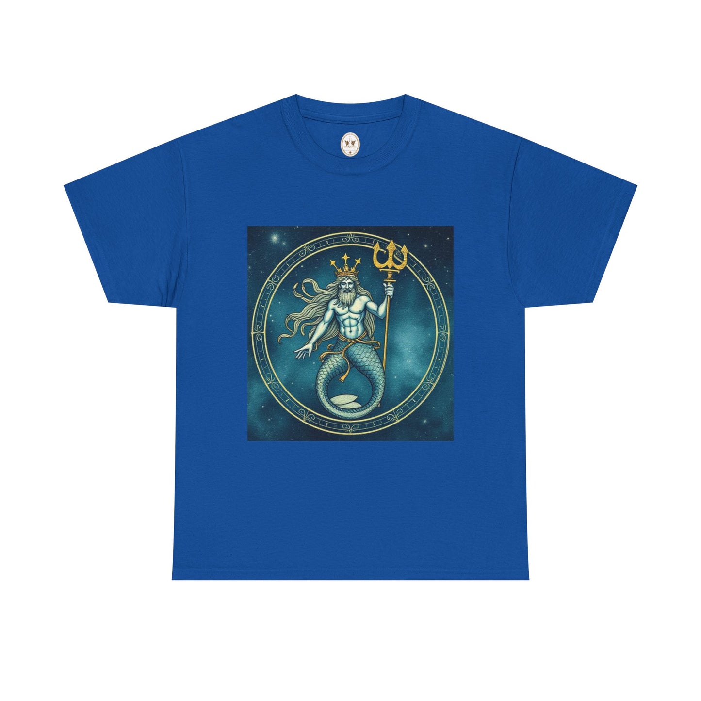 Unisex Heavy Cotton T-Shirt, Aquarius God 5v, Zodiac Design