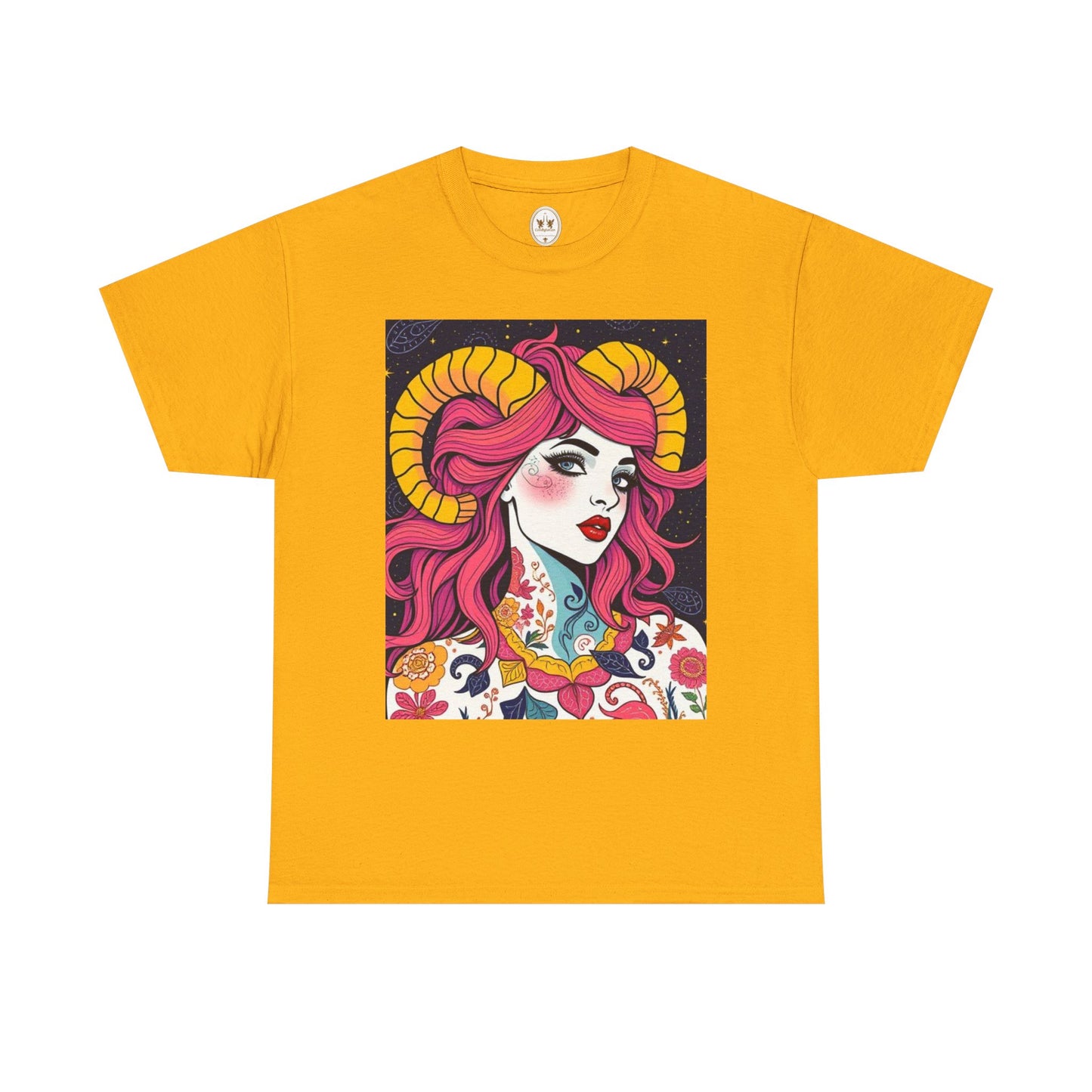 Unisex Heavy Cotton T-Shirt, Aries, Zodiac v2, Sexy Art