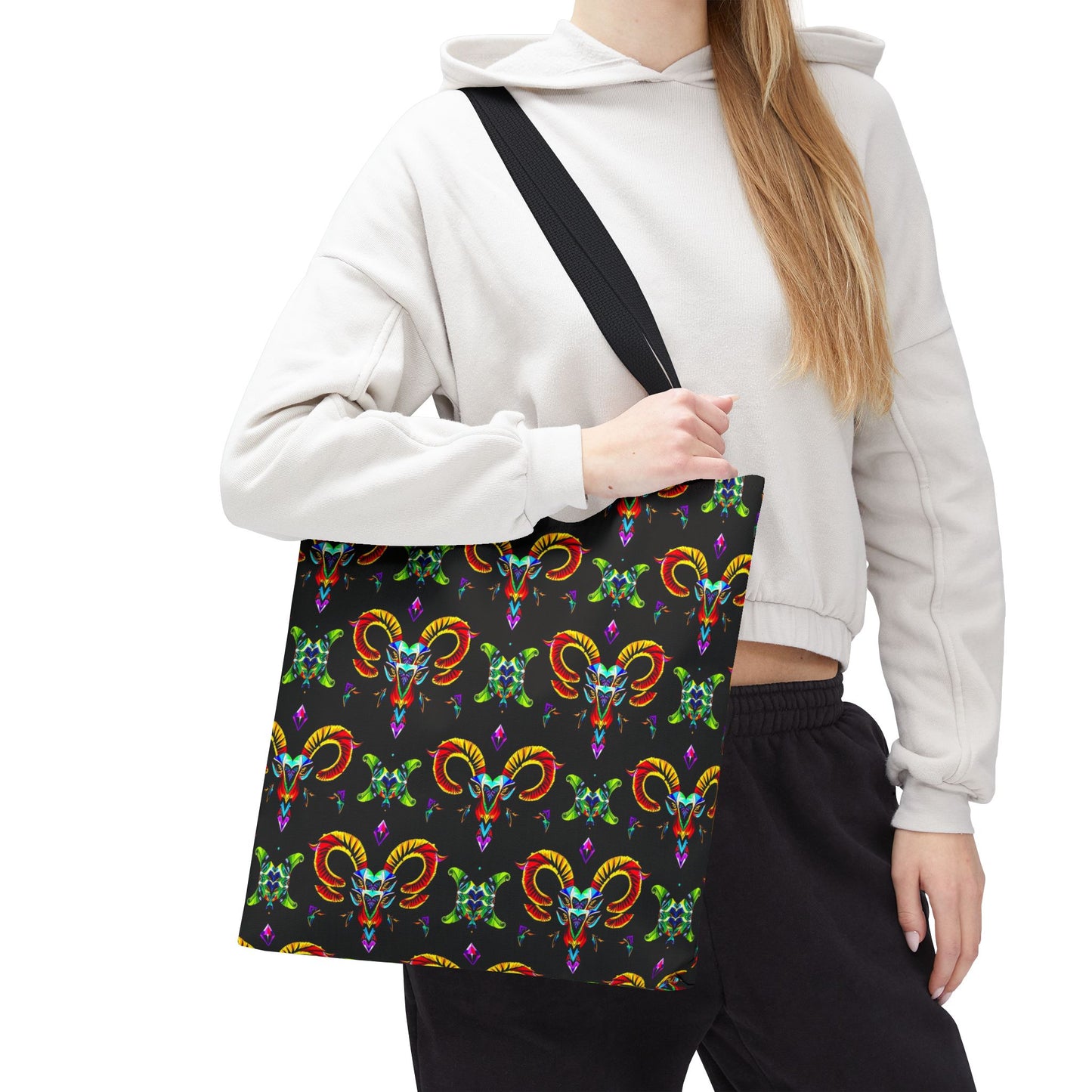 Tote Bag (AOP), Aries, Zodiac, Jewel Pattern