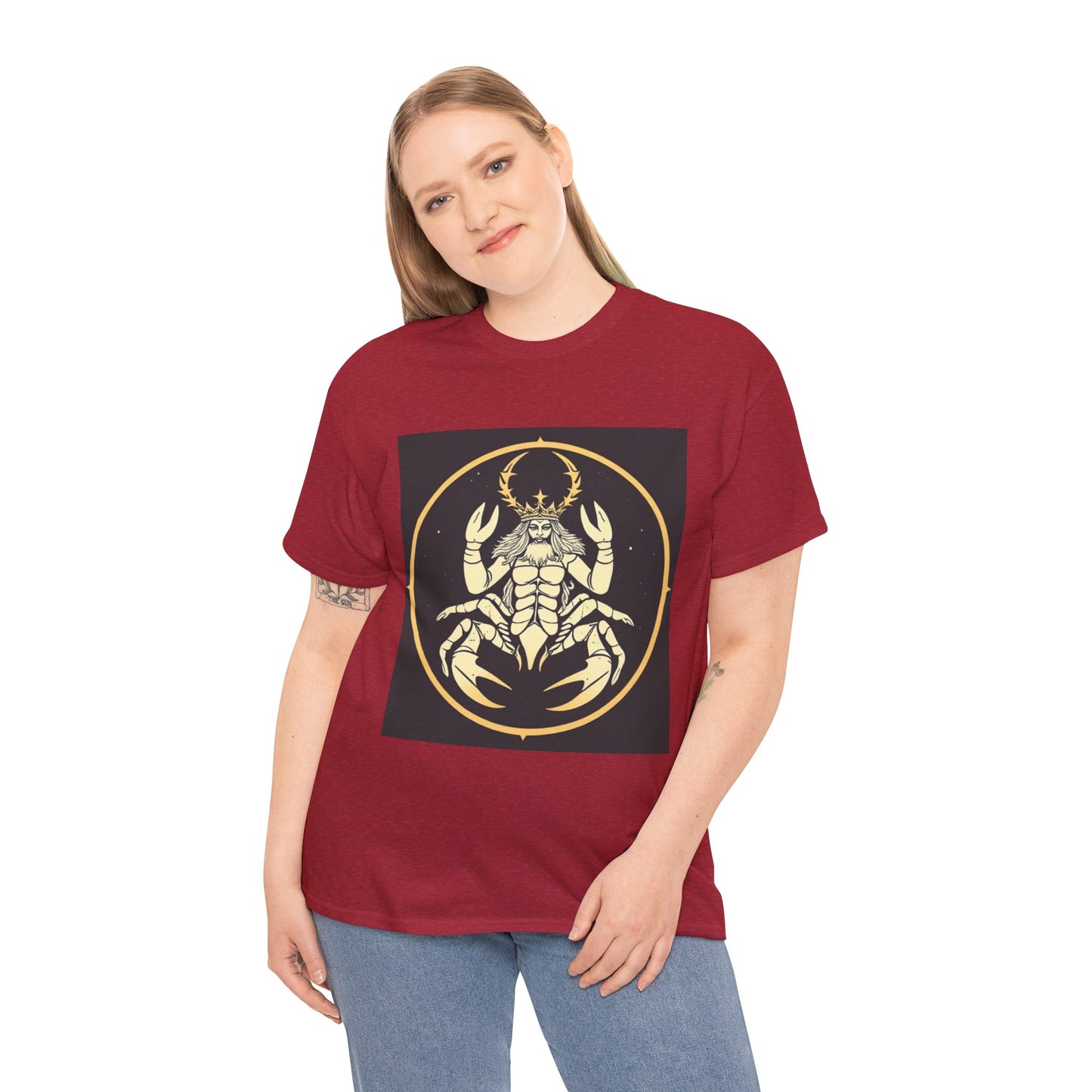 Unisex Heavy Cotton T-Shirt, Scorpio King, Print Art, Zodiac Design