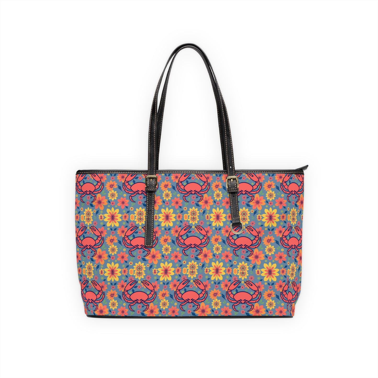 Leather Shoulder Bag, Cancer, Zodiac, Flower Pattern