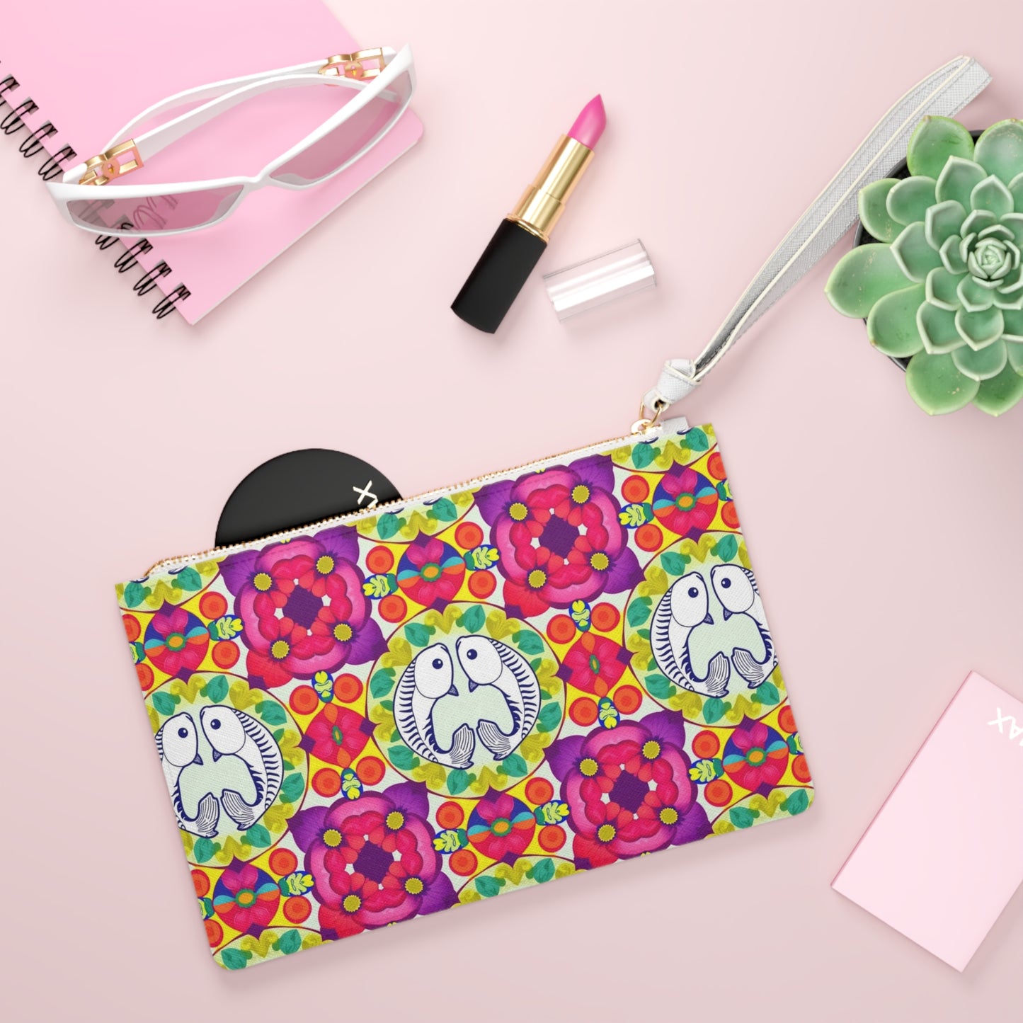 Clutch Bag, Pisces, Zodiac v3, Flower Pattern