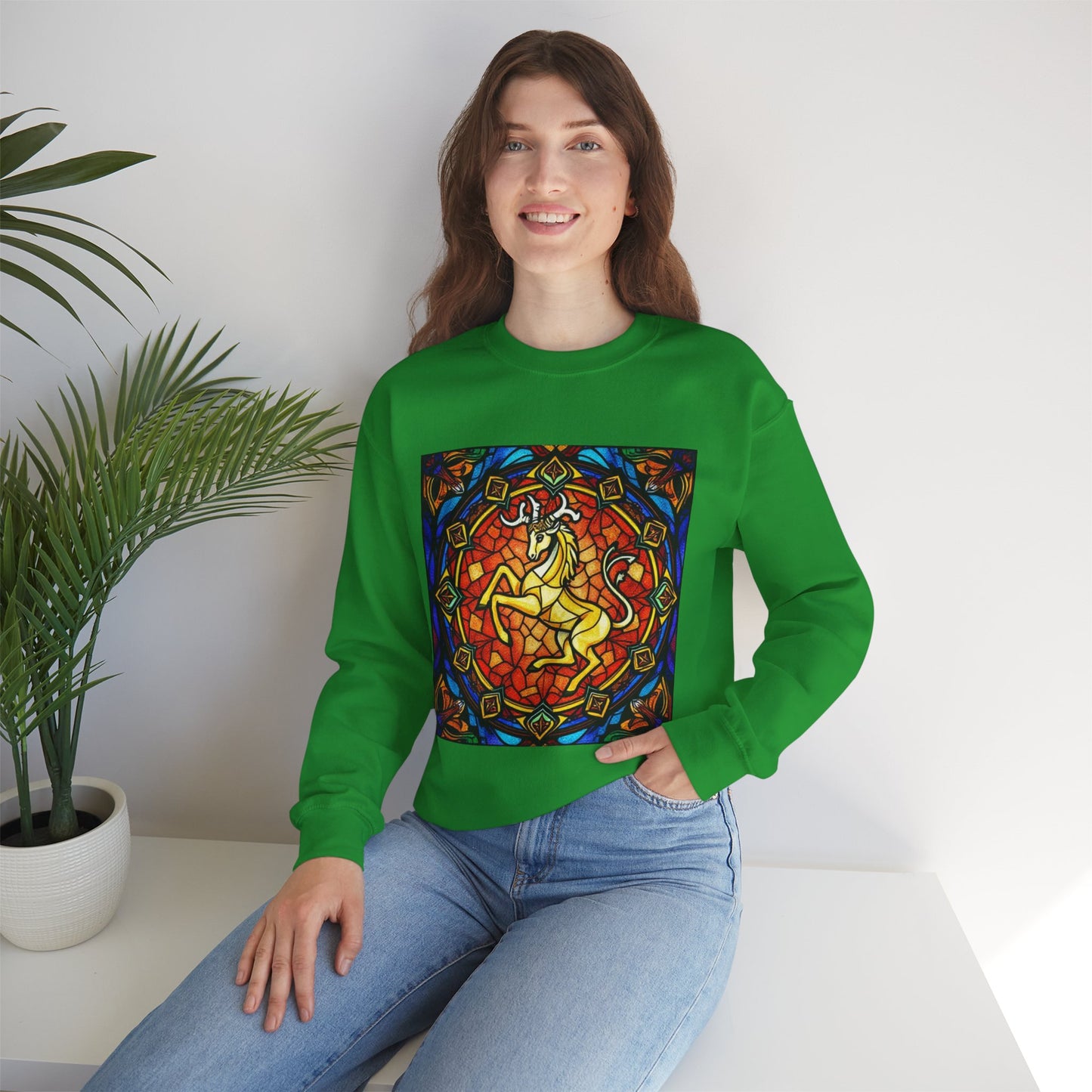 Unisex Heavy Blend™ Crewneck Sweatshirt, Glass 1, Capricorn Zodiac Design