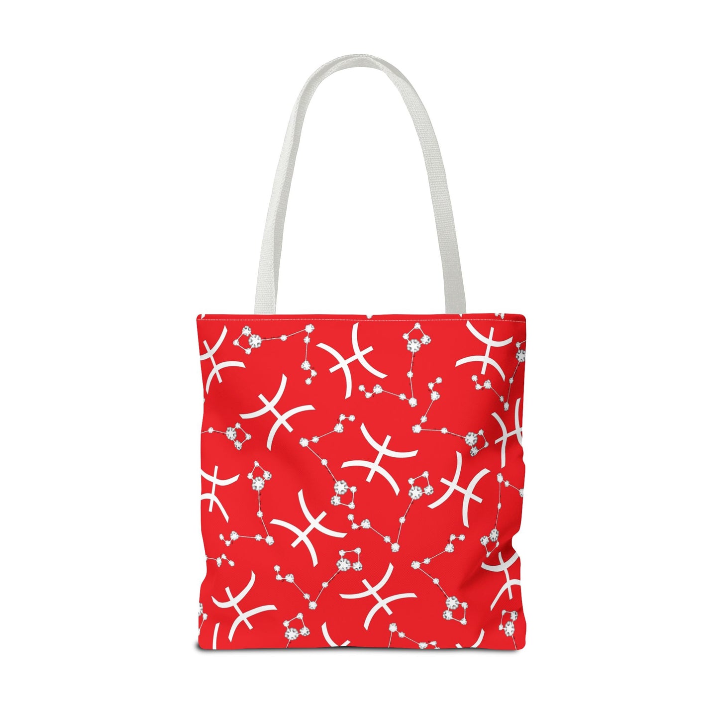 Tote Bag, Pisces Zodiac Sign, AOP, (Red, White)