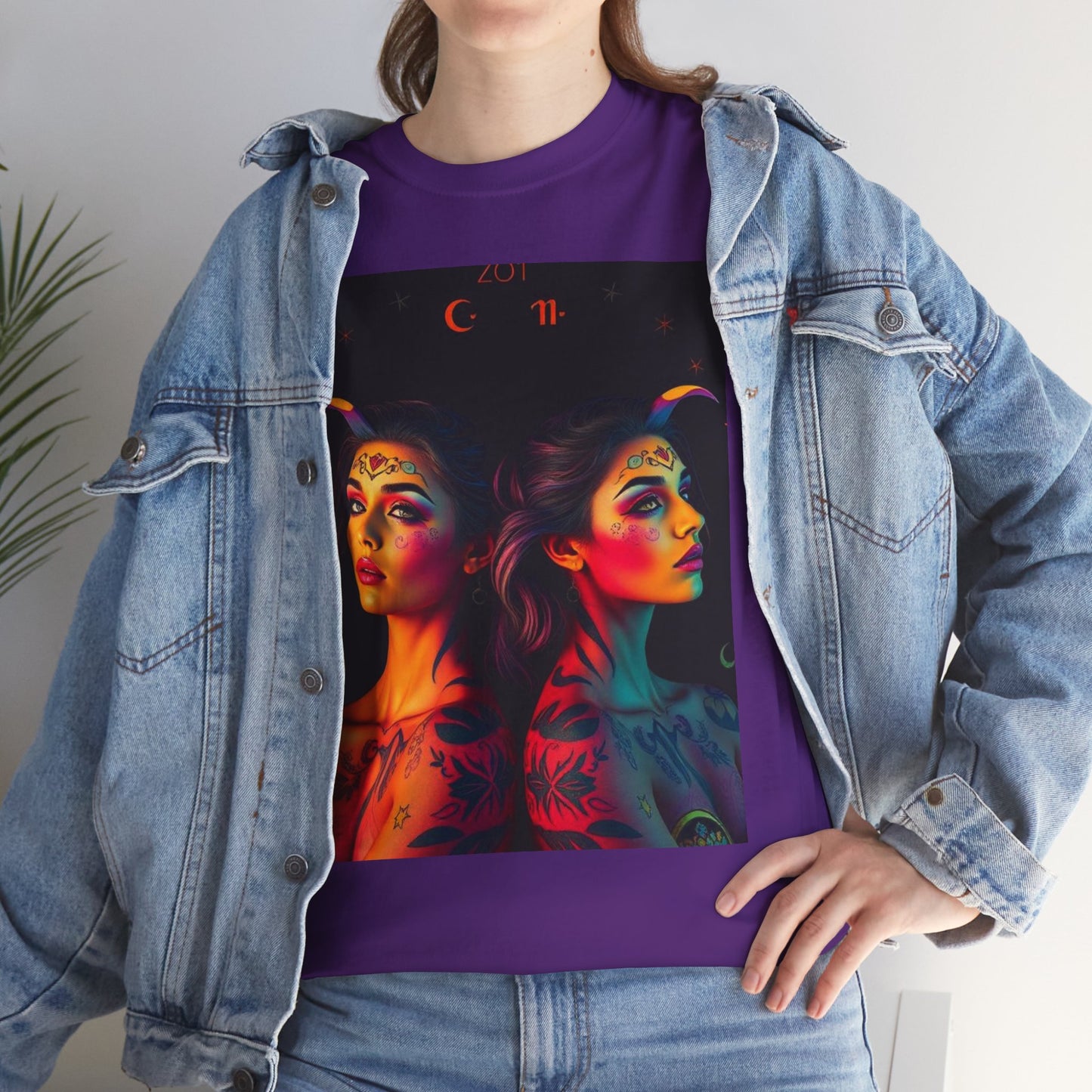 Unisex Heavy Cotton T-Shirt, Gemini, Zodiac, Sexy Art