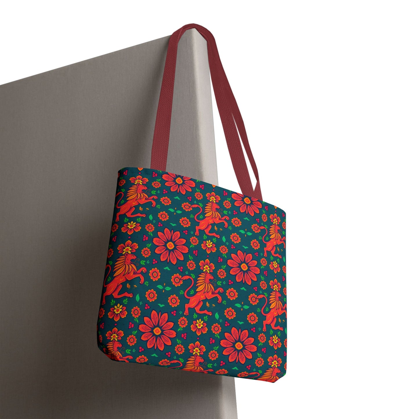 Tote Bag, (AOP), Leo, Zodiac v4, Flower Pattern