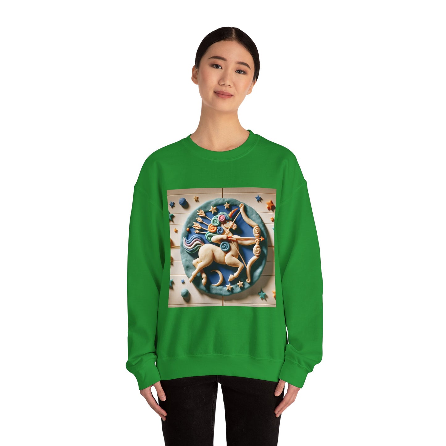 Unisex Heavy Blend™ Crewneck Sweatshirt, Colorful Horse, Sagittarius Zodiac Design