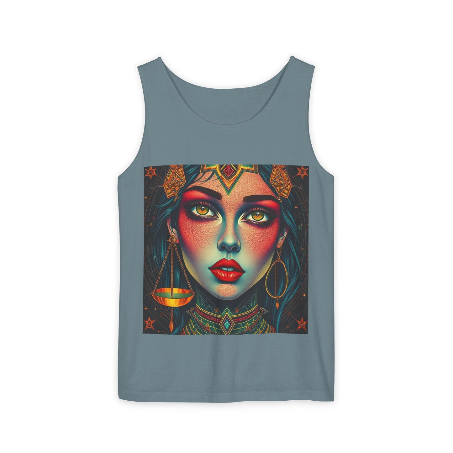 Unisex Garment-Dyed, Tank Top, Libra Design, Pop Art, 100% US cotton