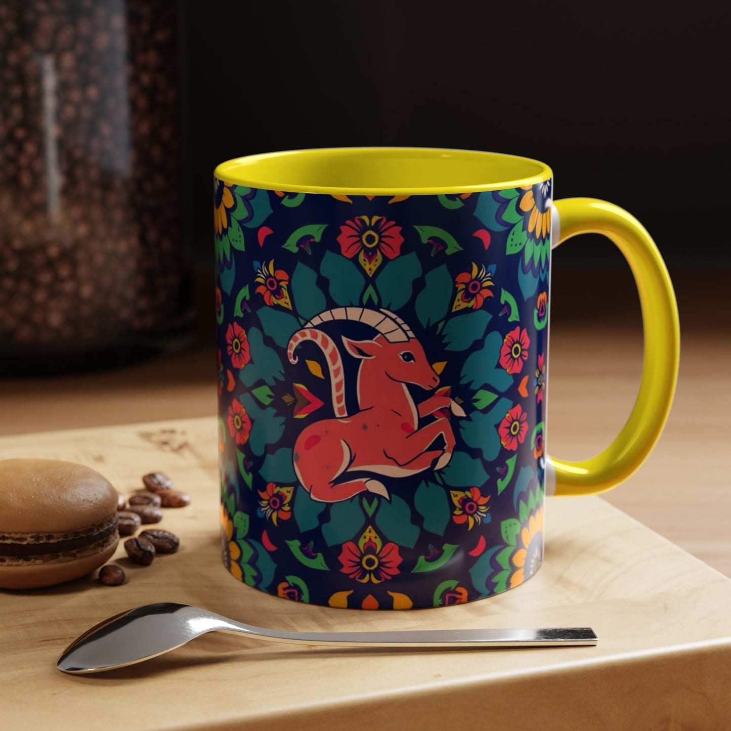 Accent Coffee Mug, Capricorn, Zodiac, Flower Pattern, (11, 15oz)