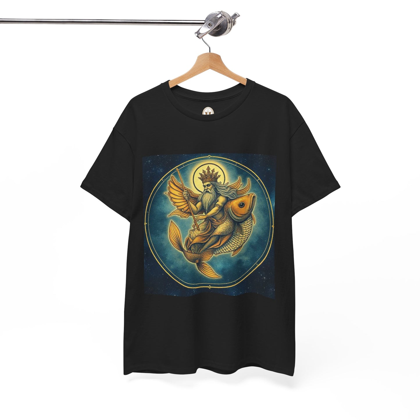 Unisex Heavy Cotton T-Shirt, Pisces King v1, Zodiac Design