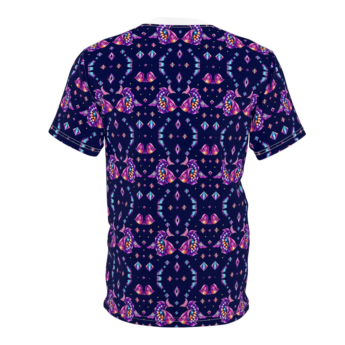 Unisex Cut & Sew T-Shirt, (AOP), Pisces, Zodiac v2, Jewels Pattern