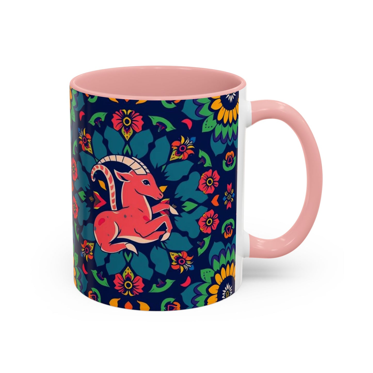 Accent Coffee Mug, Capricorn, Zodiac, Flower Pattern, (11, 15oz)