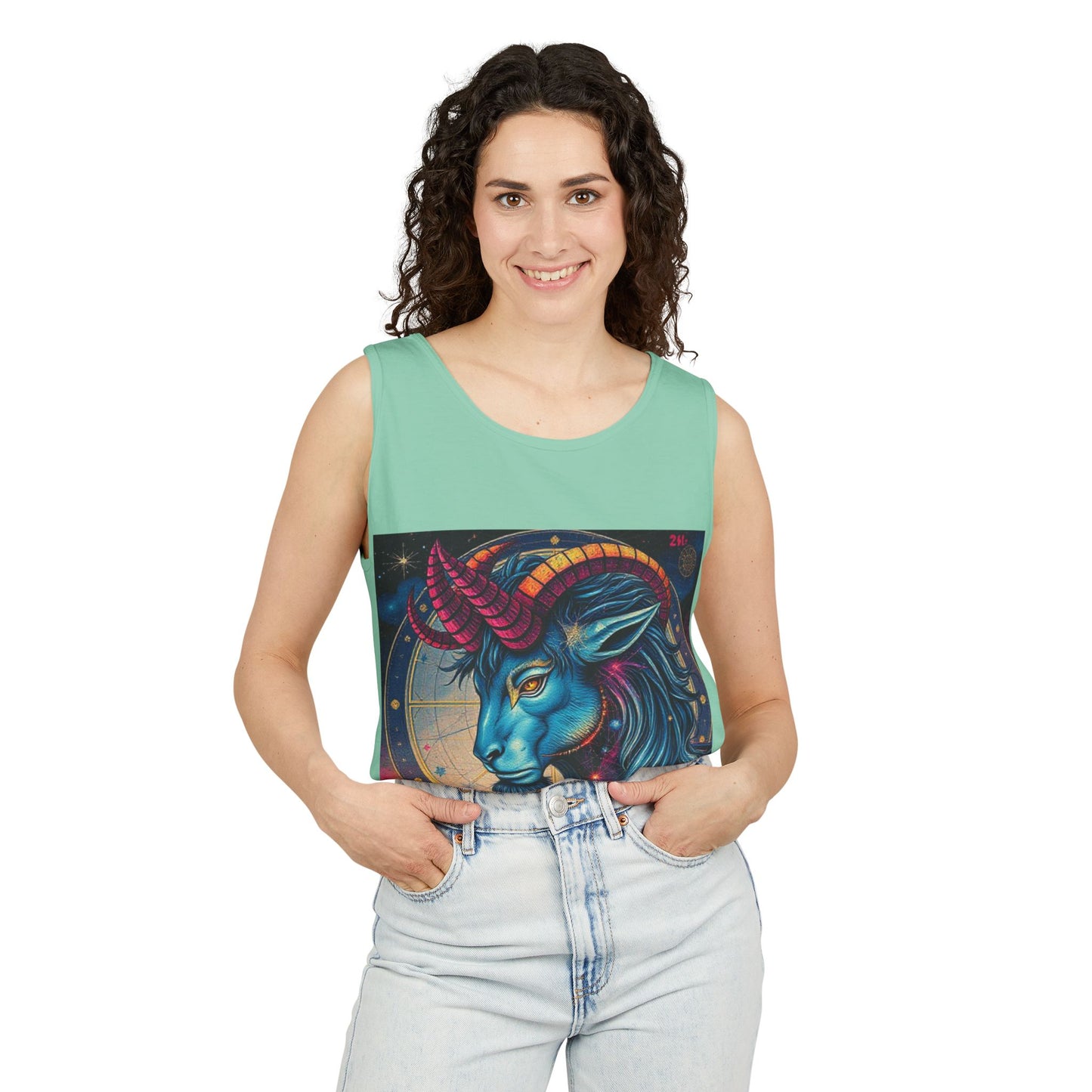 Unisex Garment-Dyed, Tank Top, Capricorn, Pop Art, 100% US cotton