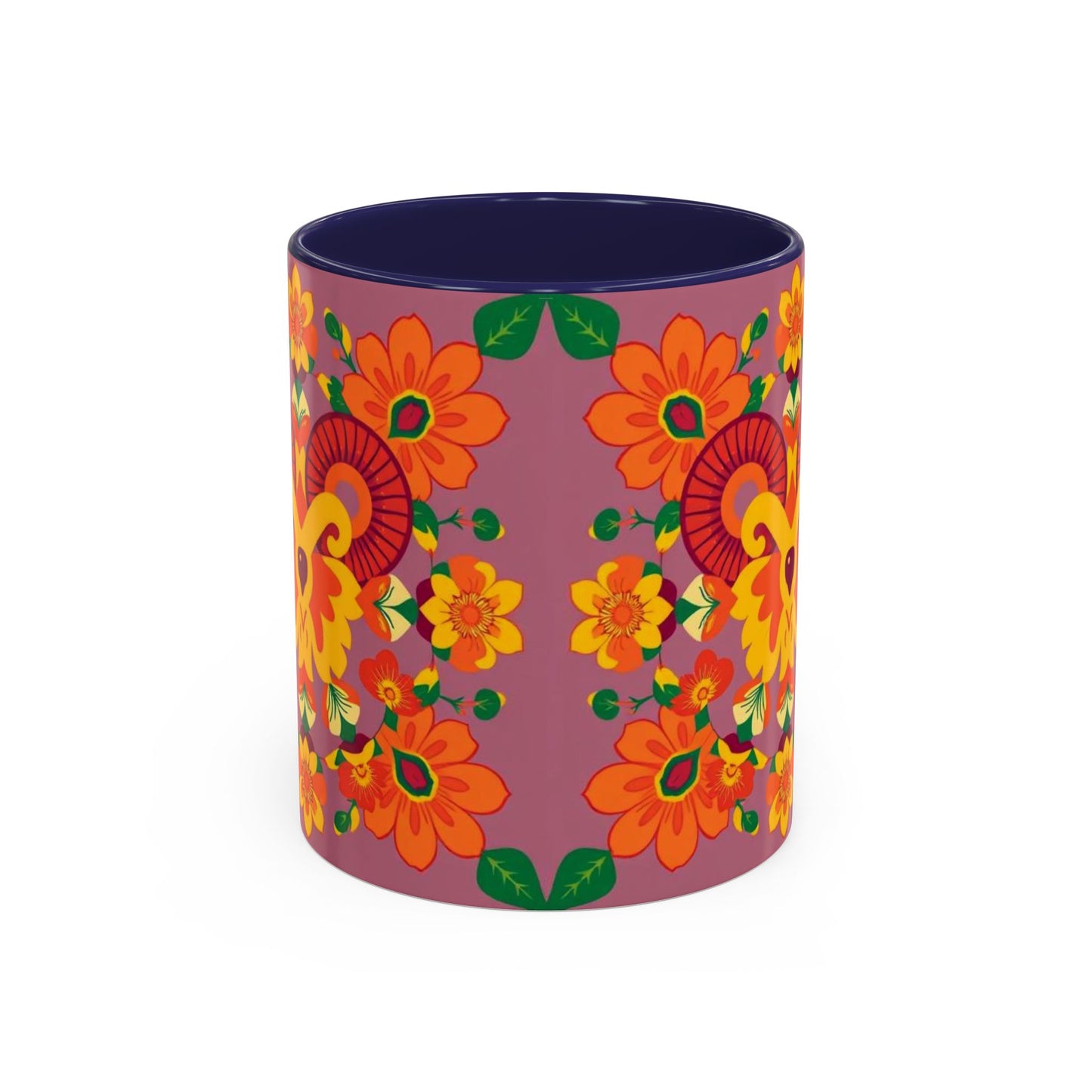 Accent Coffee Mug, Aries, Zodiac v1, Flower Pattern, (11, 15oz)