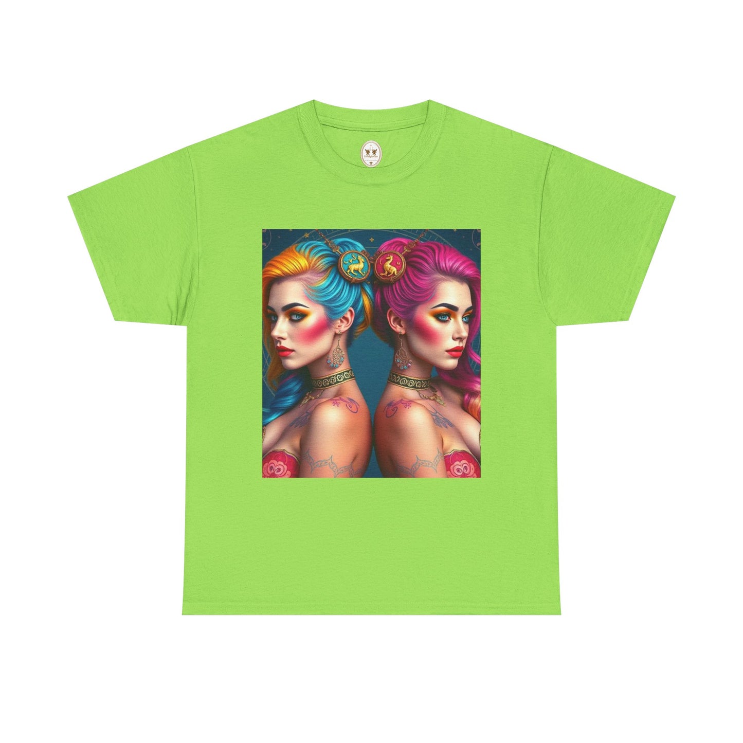 Unisex Heavy Cotton T-Shirt, Gemini, Zodiac v2, Sexy Art