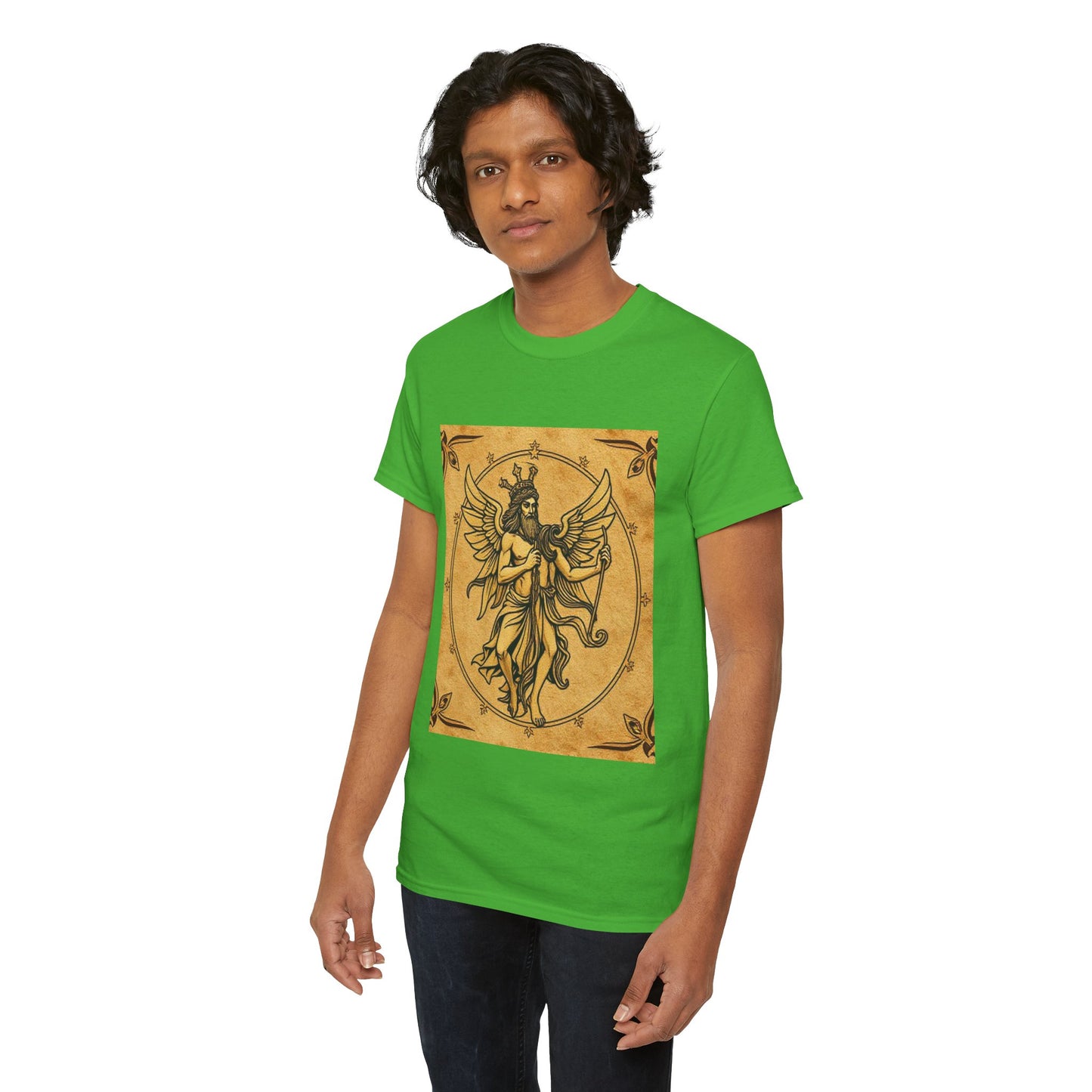 Unisex Heavy Cotton T-Shirt, Pencil Art v1, Gemini Zodiac Design