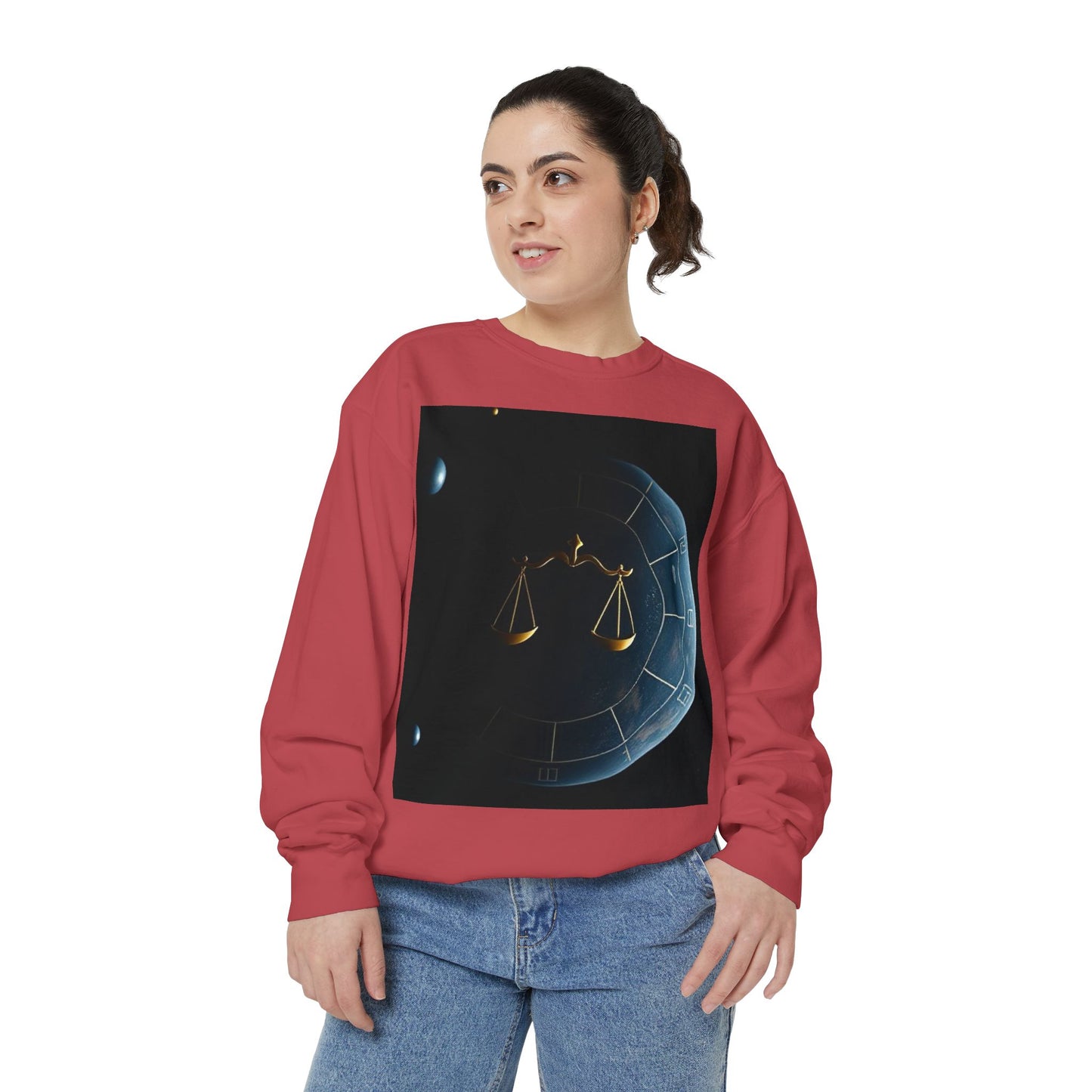 Garment-Dyed Sweatshirt, Unisex, Space Animal Design v1, Libra
