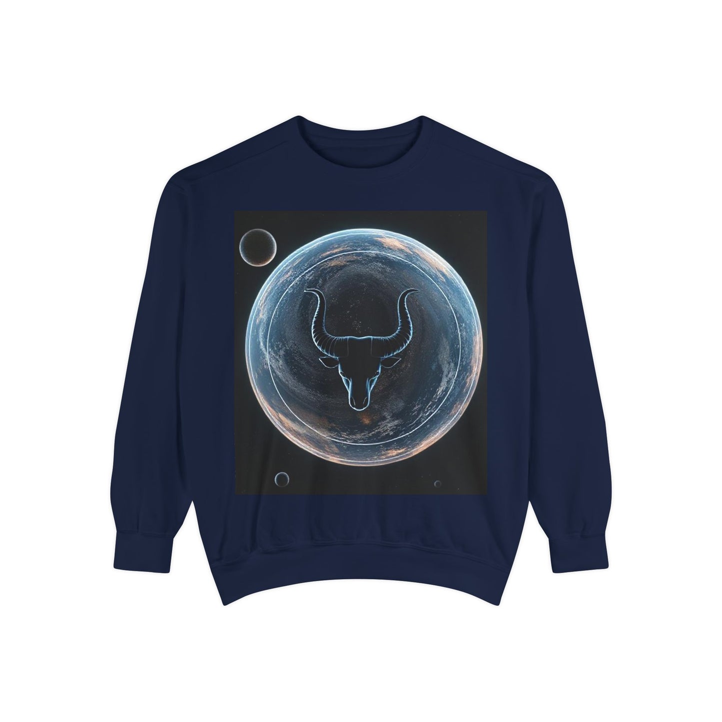 Garment-Dyed Sweatshirt, Unisex, Space Animal Design, Taurus