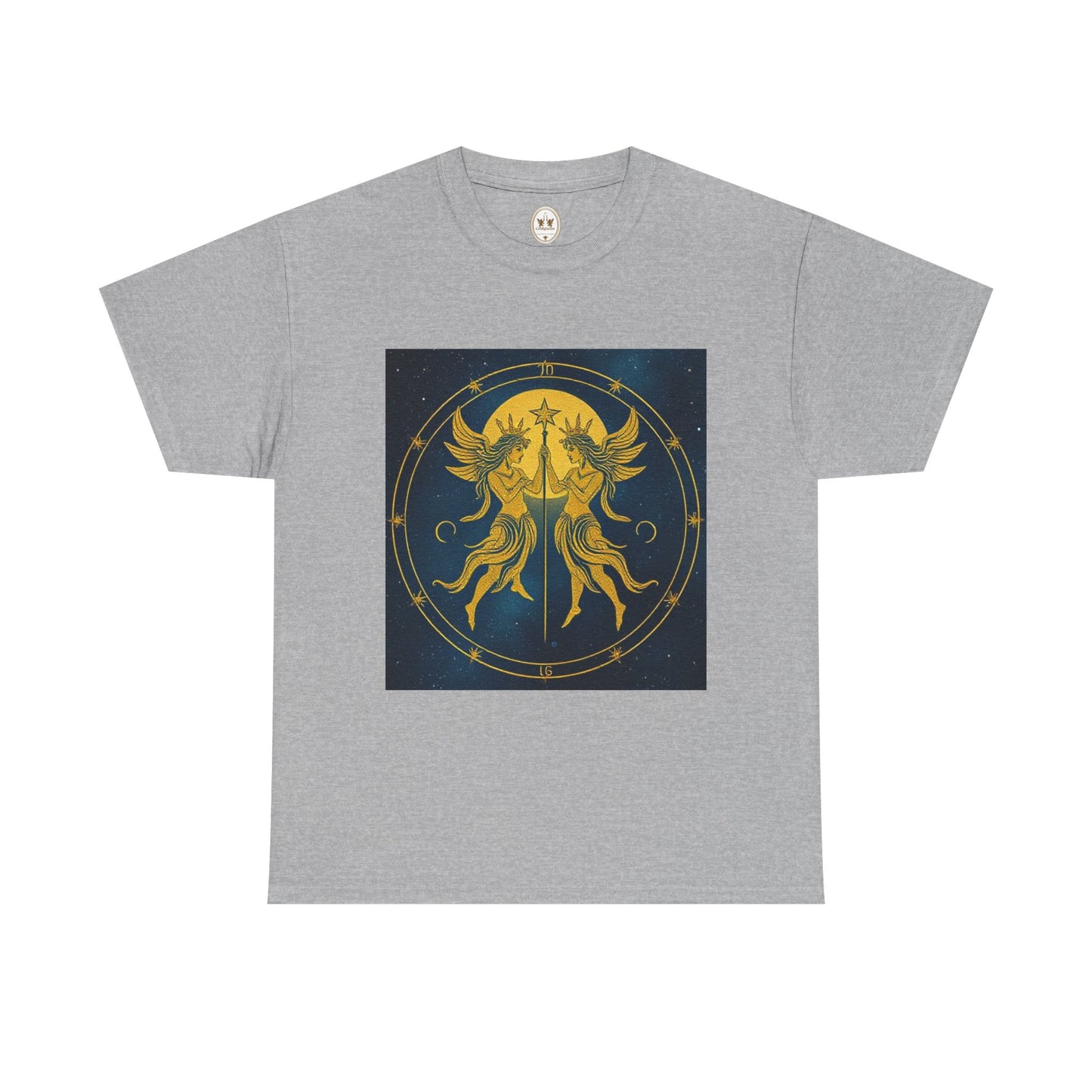 Unisex Heavy Cotton T-Shirt, Space Angel Twins v4, Gemini Zodiac Design