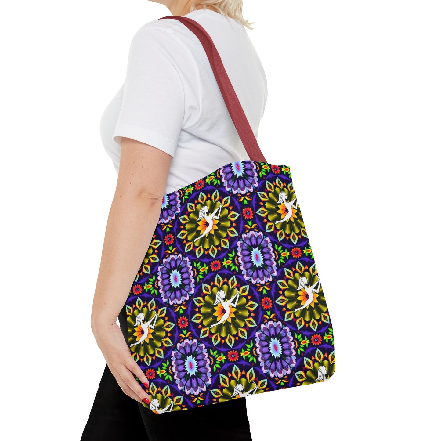 Tote Bag (AOP), Sagittarius, Zodiac v2, Flower Pattern