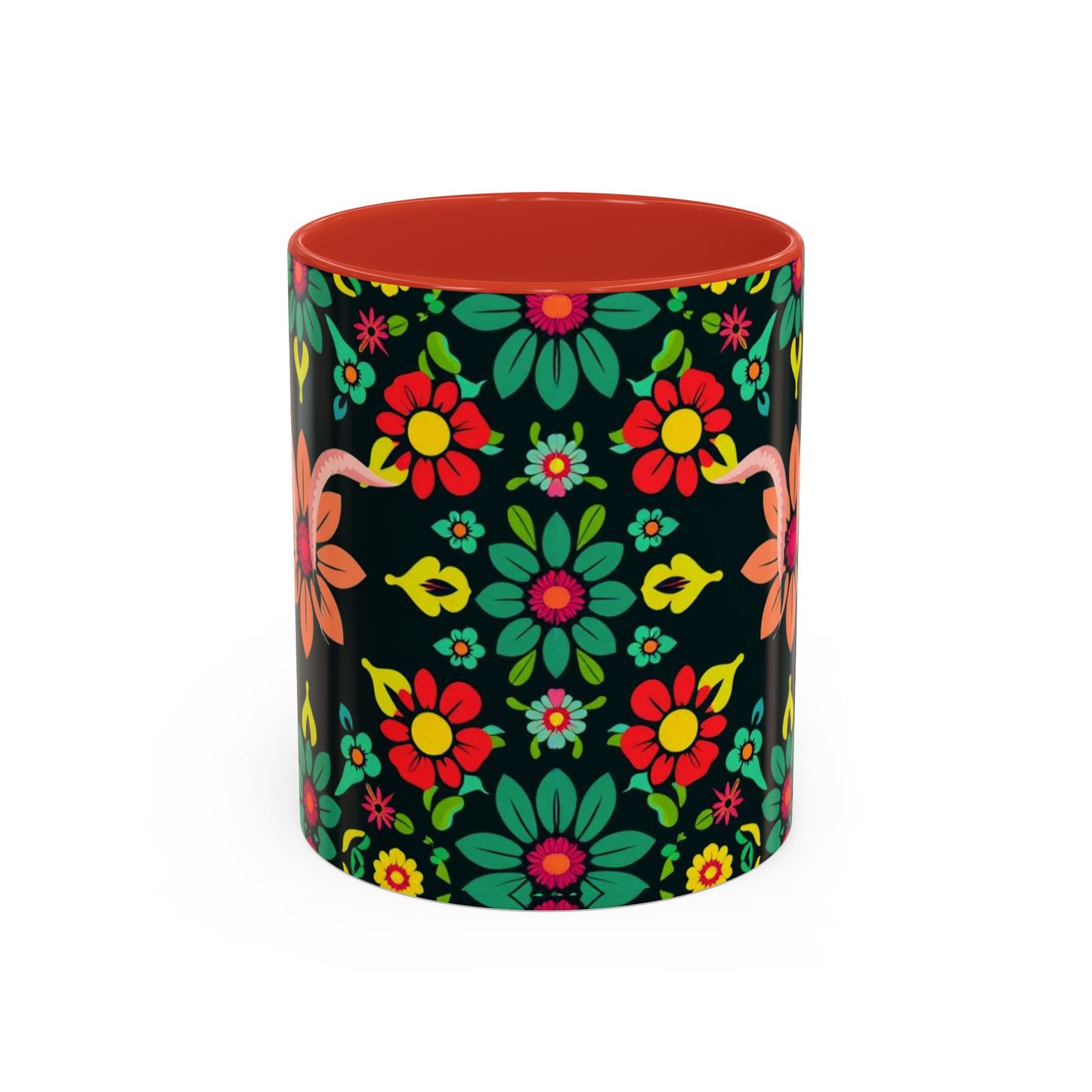 Accent Coffee Mug, Aquarius, Zodiac v4, Flower Pattern, (11, 15oz)