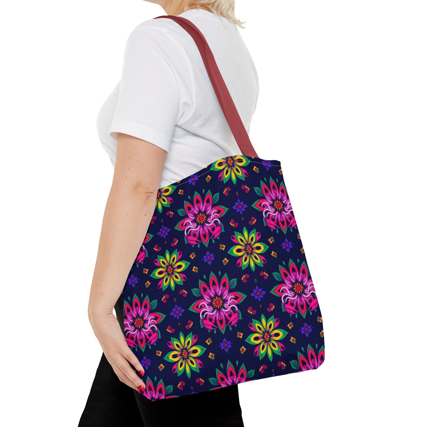 Tote Bag (AOP), Scorpio, Zodiac v2, Flower Pattern