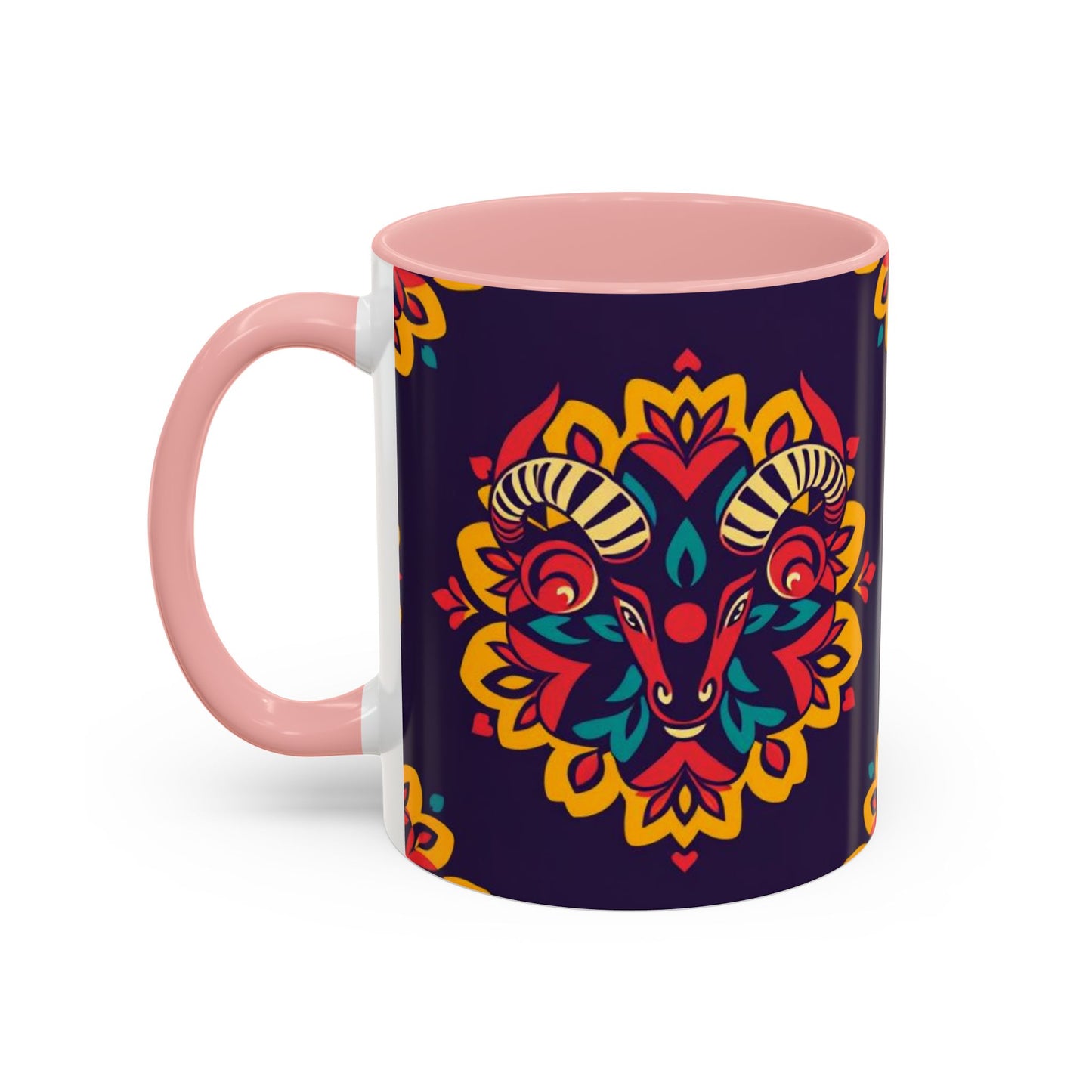 Accent Coffee Mug, Taurus, Zodiac v4. Flower Pattern, (11, 15oz)