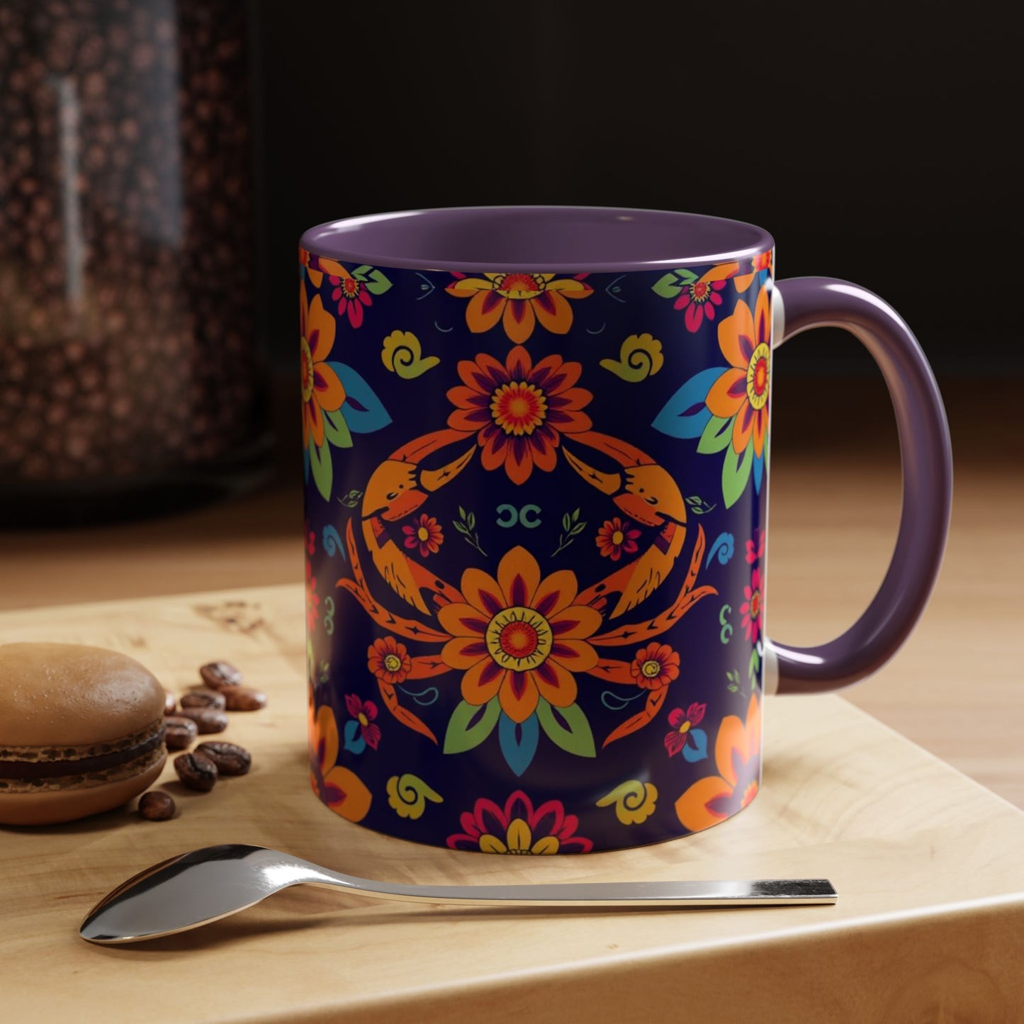 Accent Coffee Mug, Cancer, Zodiac, Flower Pattern, (11, 15oz)