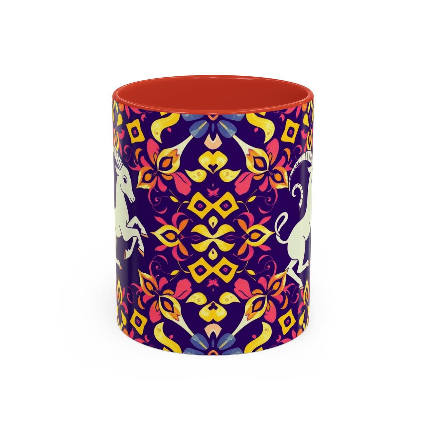 Accent Coffee Mug, Capricorn, Zodiac v1, Flower Pattern, (11, 15oz)